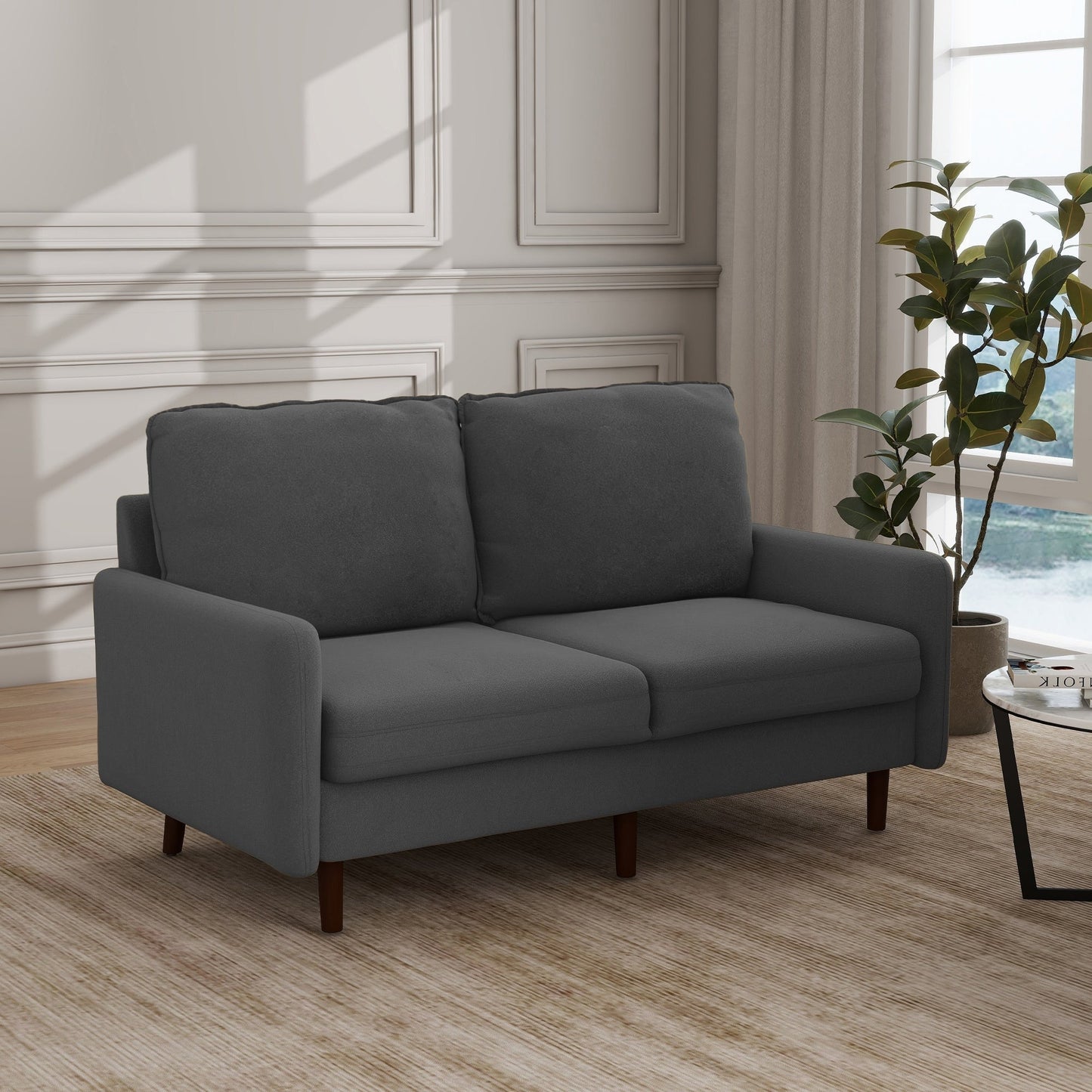 Canapé causeuse moderne en velours avec pieds en bois