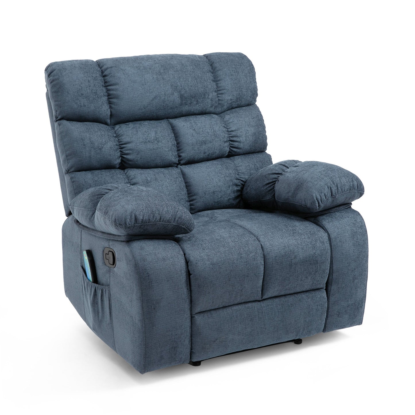 Fauteuil de massage inclinable moderne avec coussins capitonnés et inclinaison manuelle