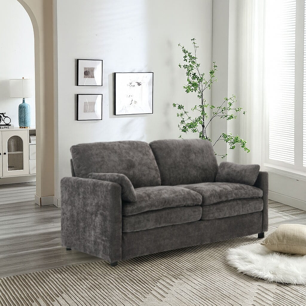 Canapé de salon moderne et minimaliste en tissu chenille rembourré