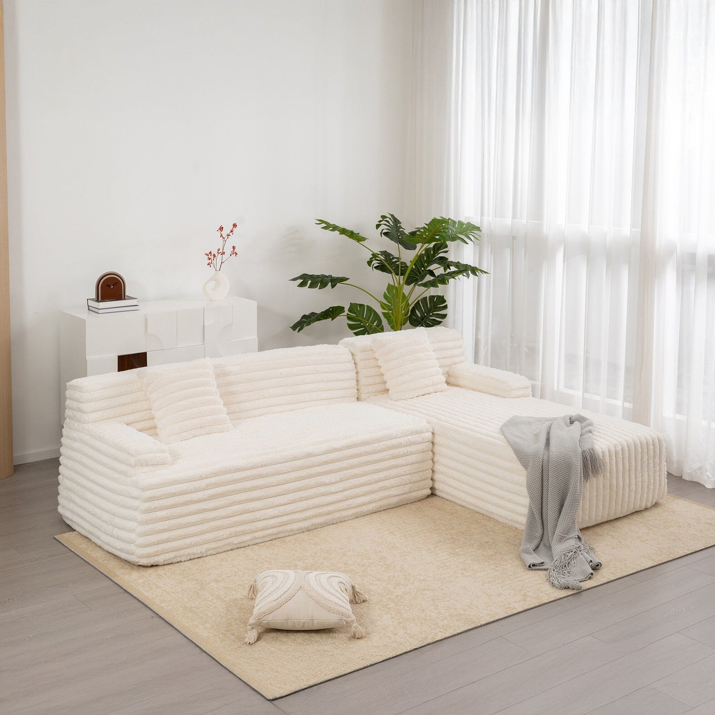 Canapé modulaire moderne Cloud, avec 2 coussins décoratifs, pour le salon