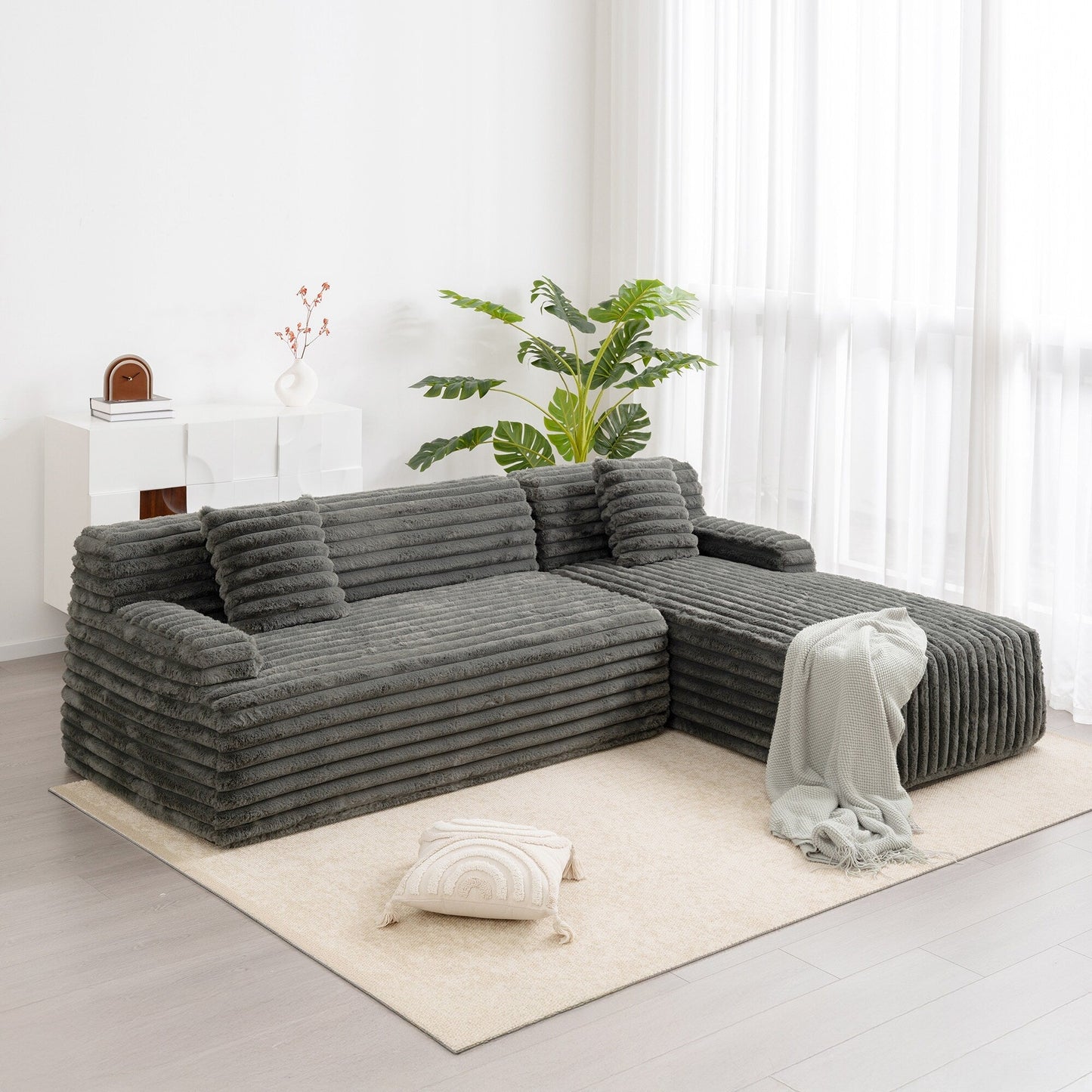Canapé modulaire moderne Cloud, avec 2 coussins décoratifs, pour le salon