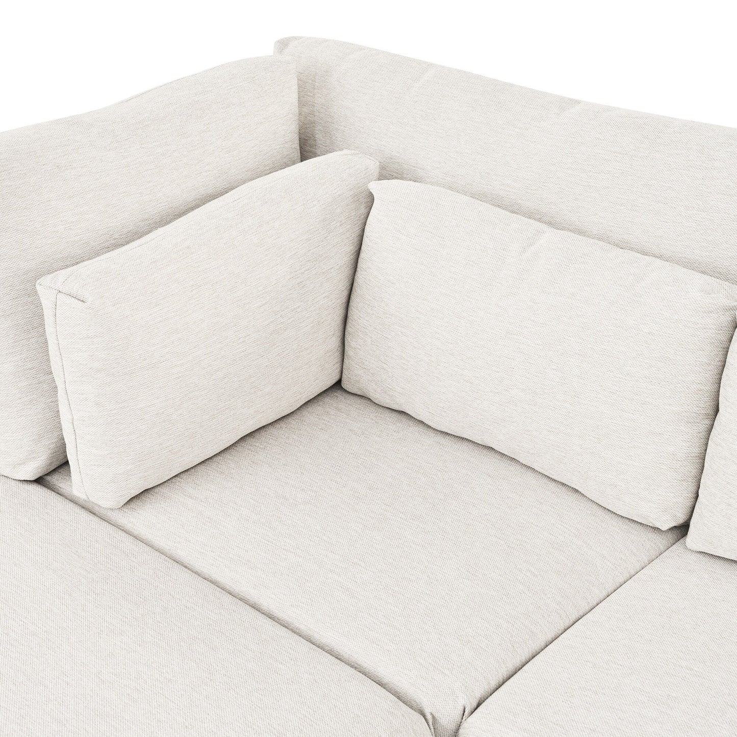 Canapé modulable moderne en L 4 places avec 5 coussins et pouf amovible pour salon ou bureau