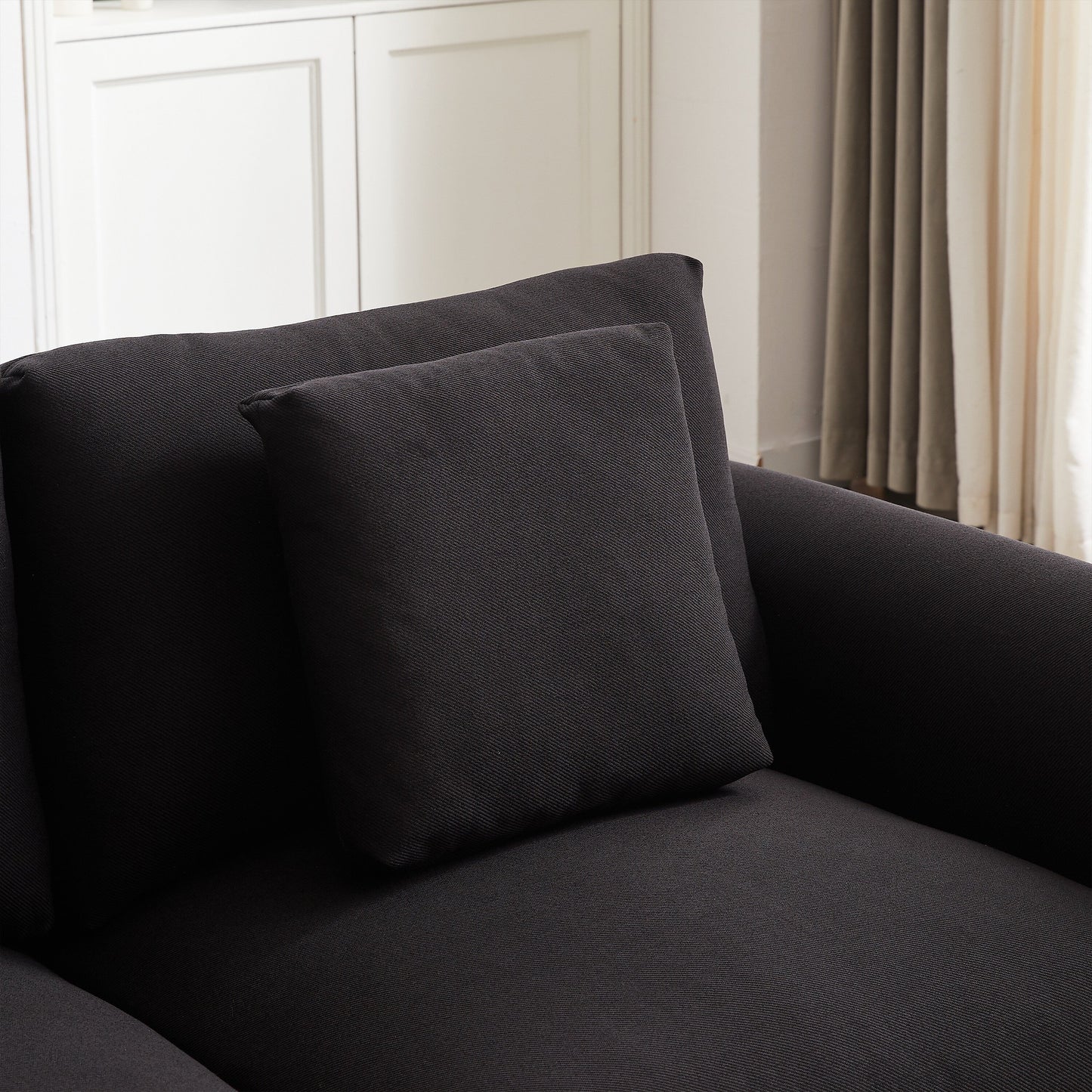 Canapé modulaire moderne en L avec pouf, 3 coussins et 3 oreillers pour le salon