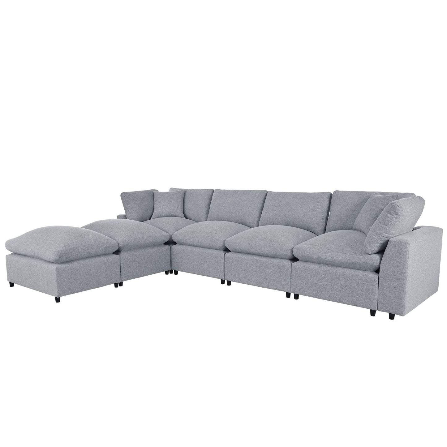 Canapé modulaire moderne en U avec pouf amovible et coussins pour le salon