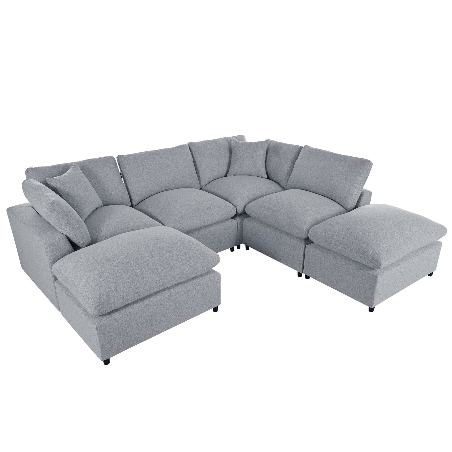 Canapé modulaire moderne en U avec pouf amovible et coussins pour le salon