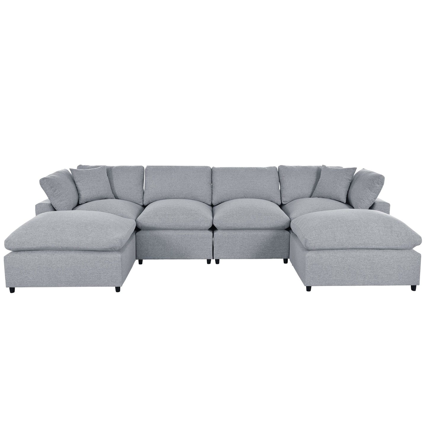Canapé modulaire moderne en U avec pouf amovible et coussins pour le salon