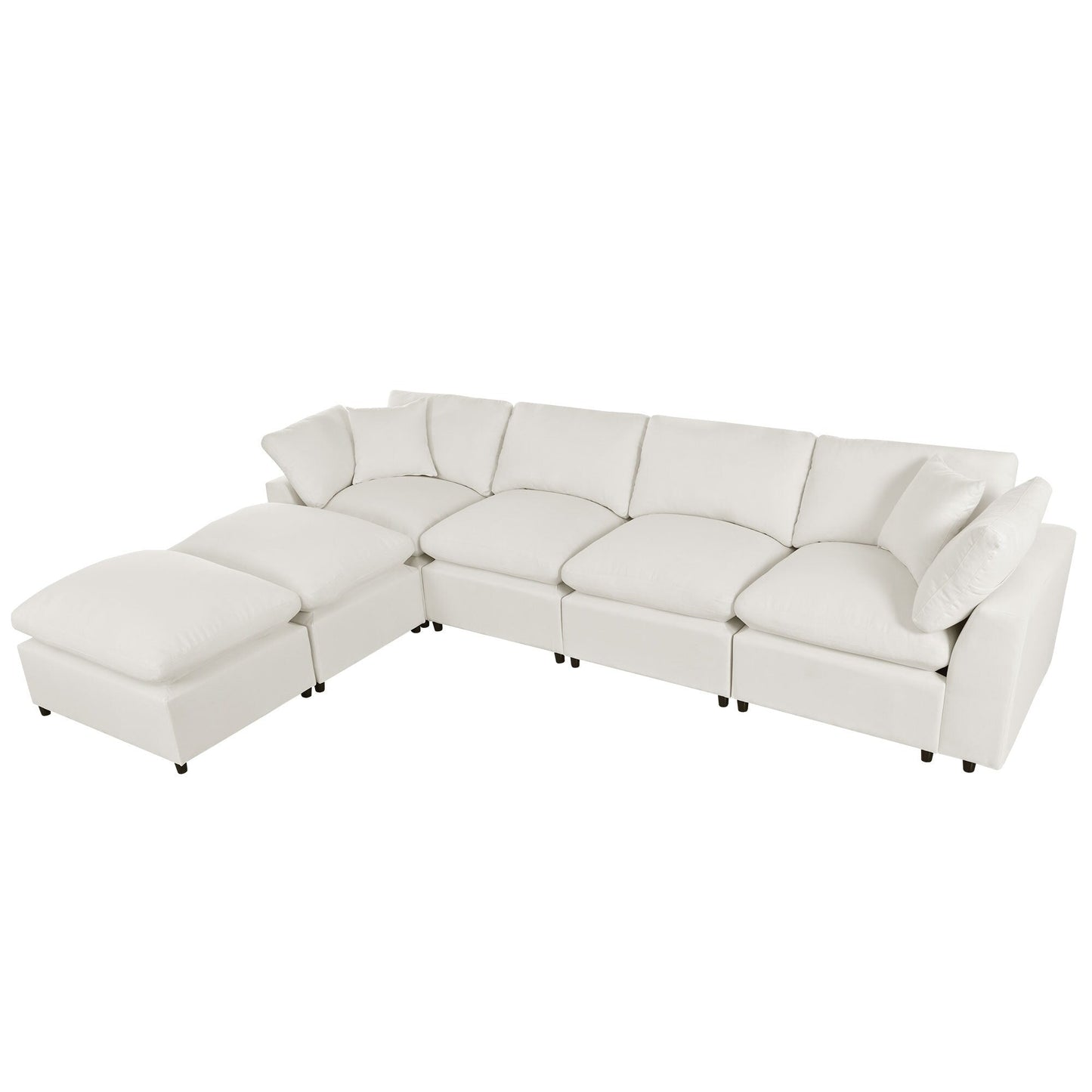 Canapé modulaire moderne en U avec pouf amovible et coussins pour le salon