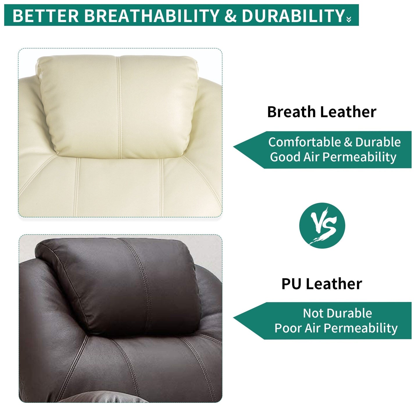 Fauteuil inclinable moderne blanc cassé en similicuir/tissu massant