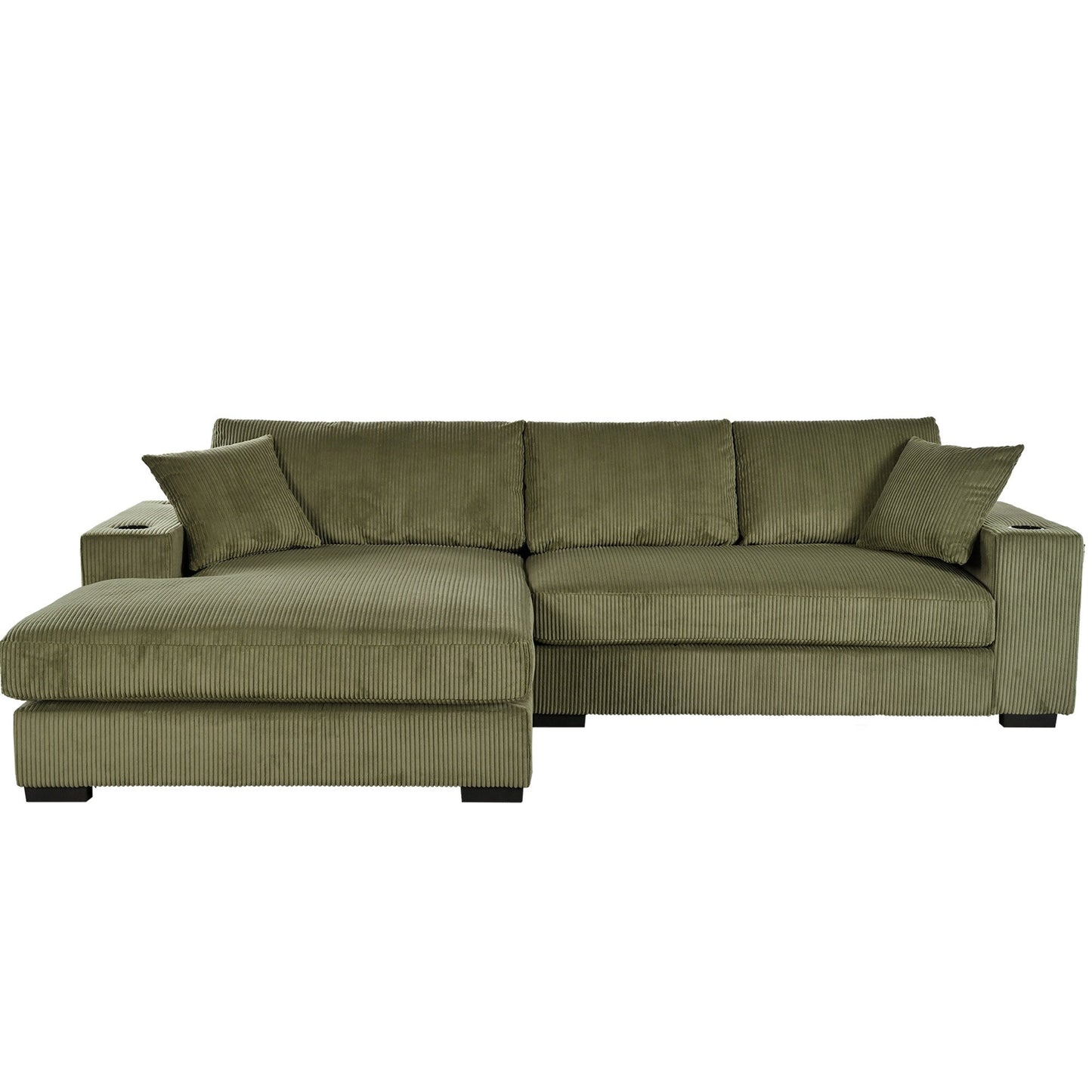Canapé sectionnel 3 places moderne et surdimensionné avec porte-gobelets et ports de chargement USB, coussins épais pour le salon