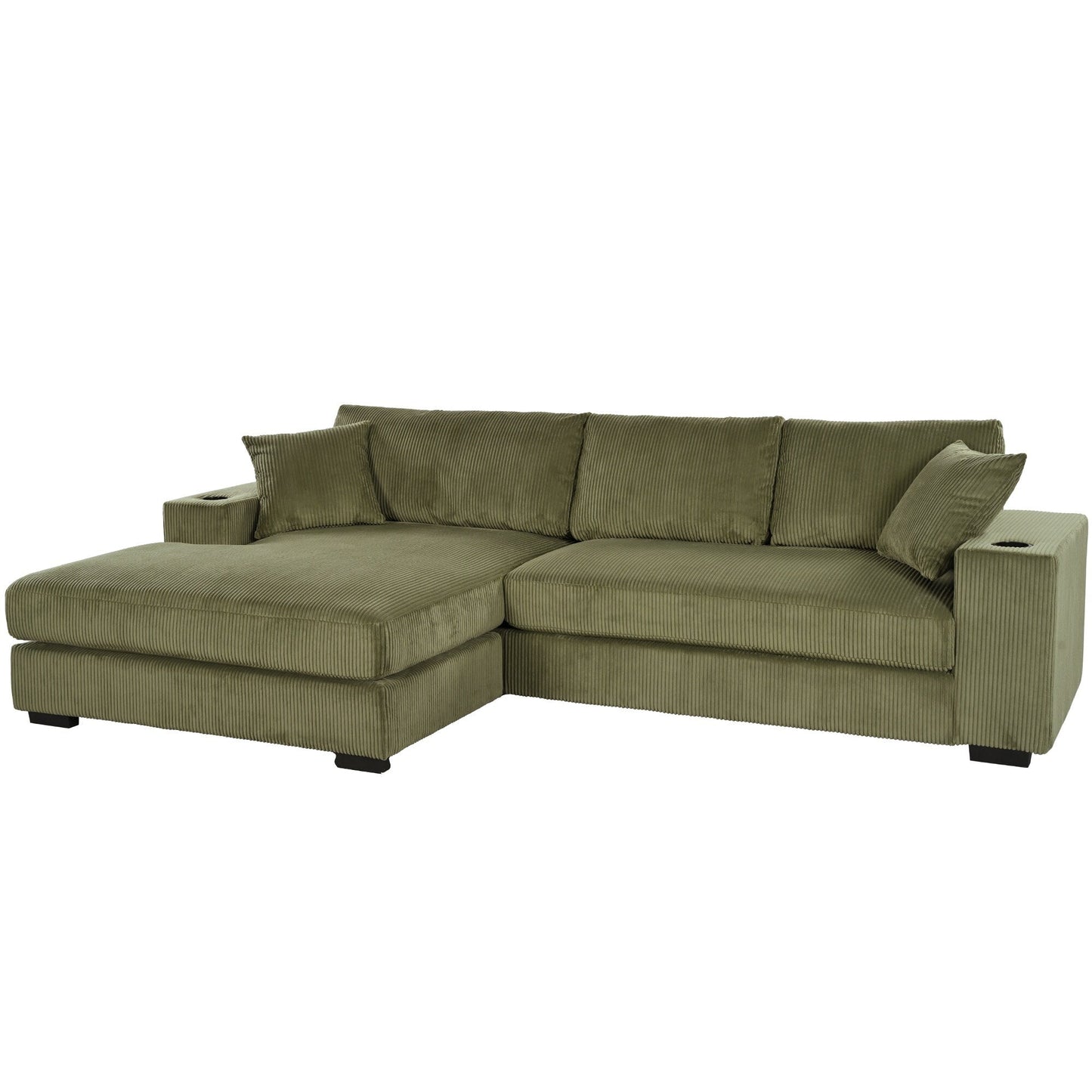 Canapé sectionnel 3 places moderne et surdimensionné avec porte-gobelets et ports de chargement USB, coussins épais pour le salon