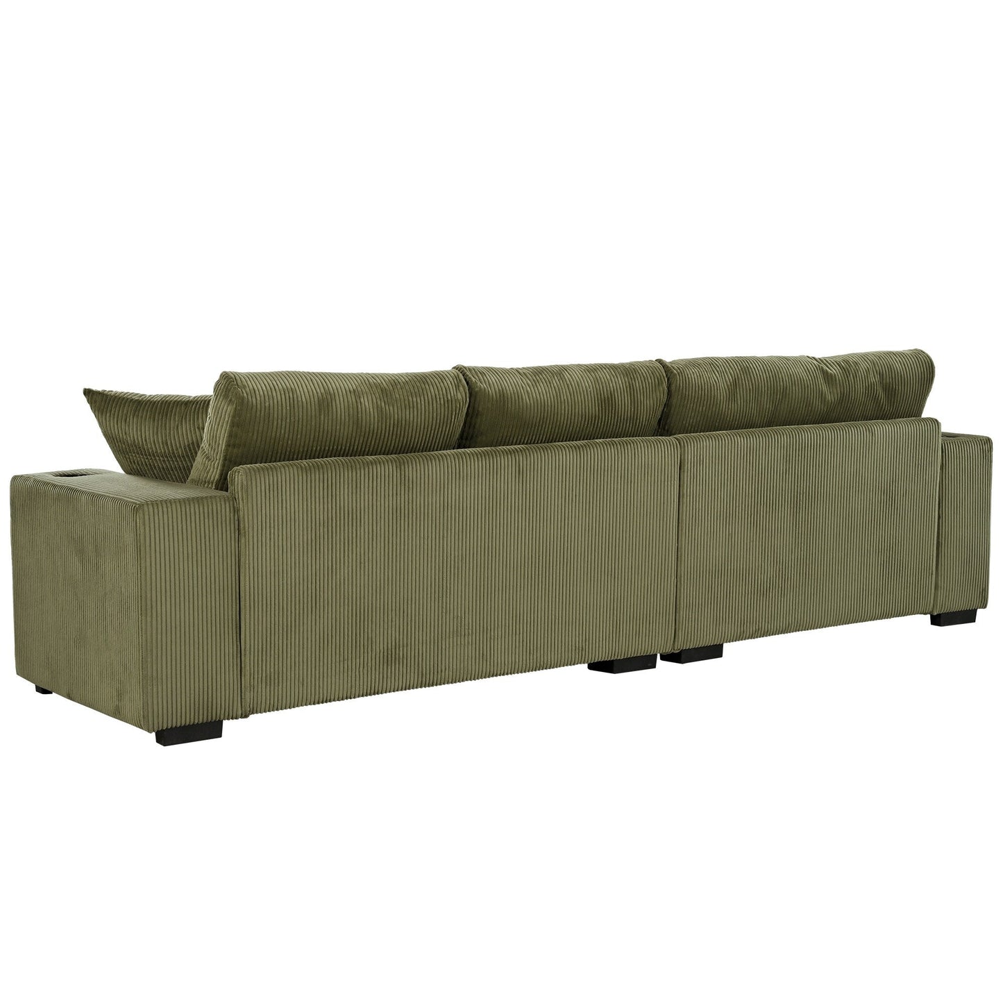 Canapé sectionnel 3 places moderne et surdimensionné avec porte-gobelets et ports de chargement USB, coussins épais pour le salon