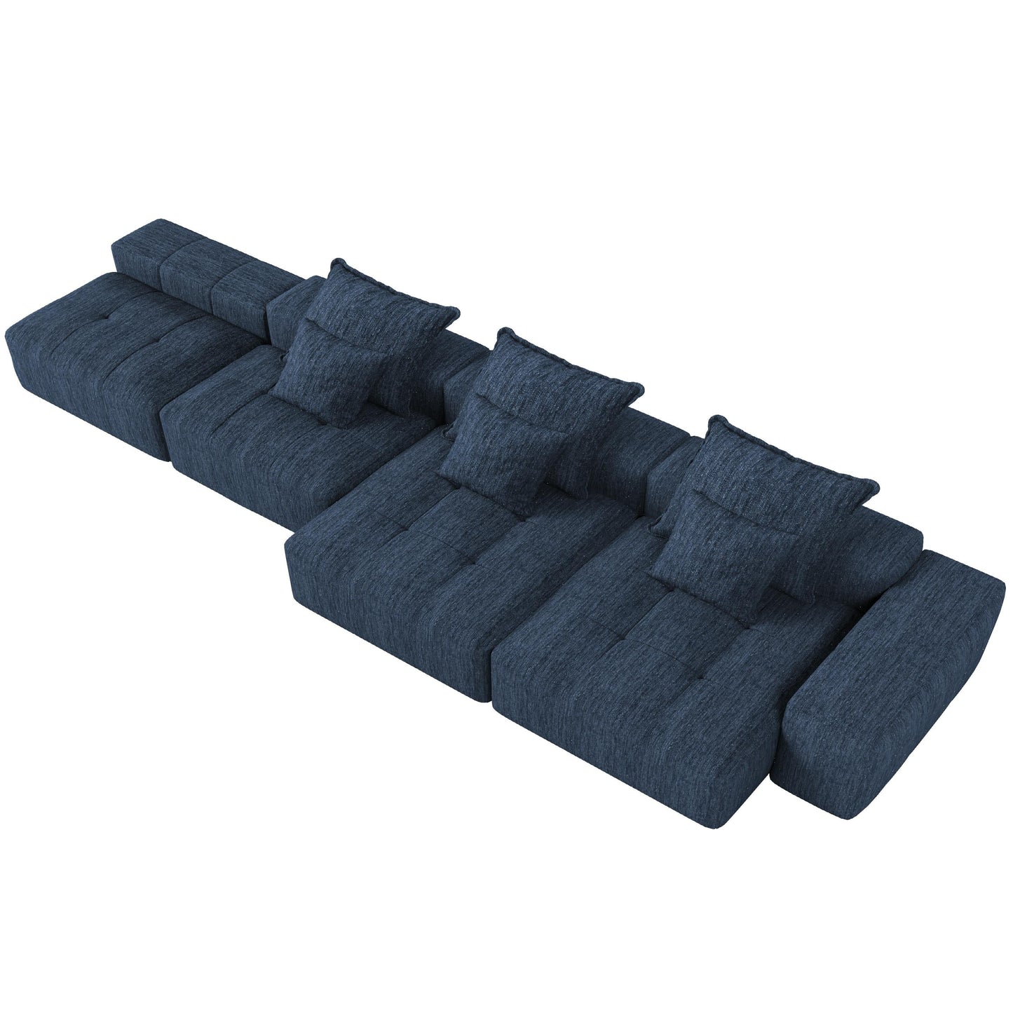 Canapé modulaire moderne surdimensionné en chenille, capitonné, avec 6 oreillers et pouf pour le salon
