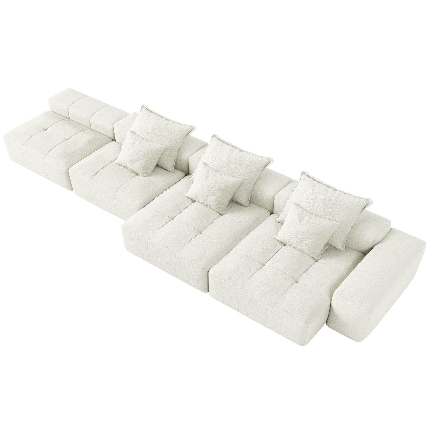 Canapé modulaire moderne surdimensionné en chenille, capitonné, avec 6 oreillers et pouf pour le salon
