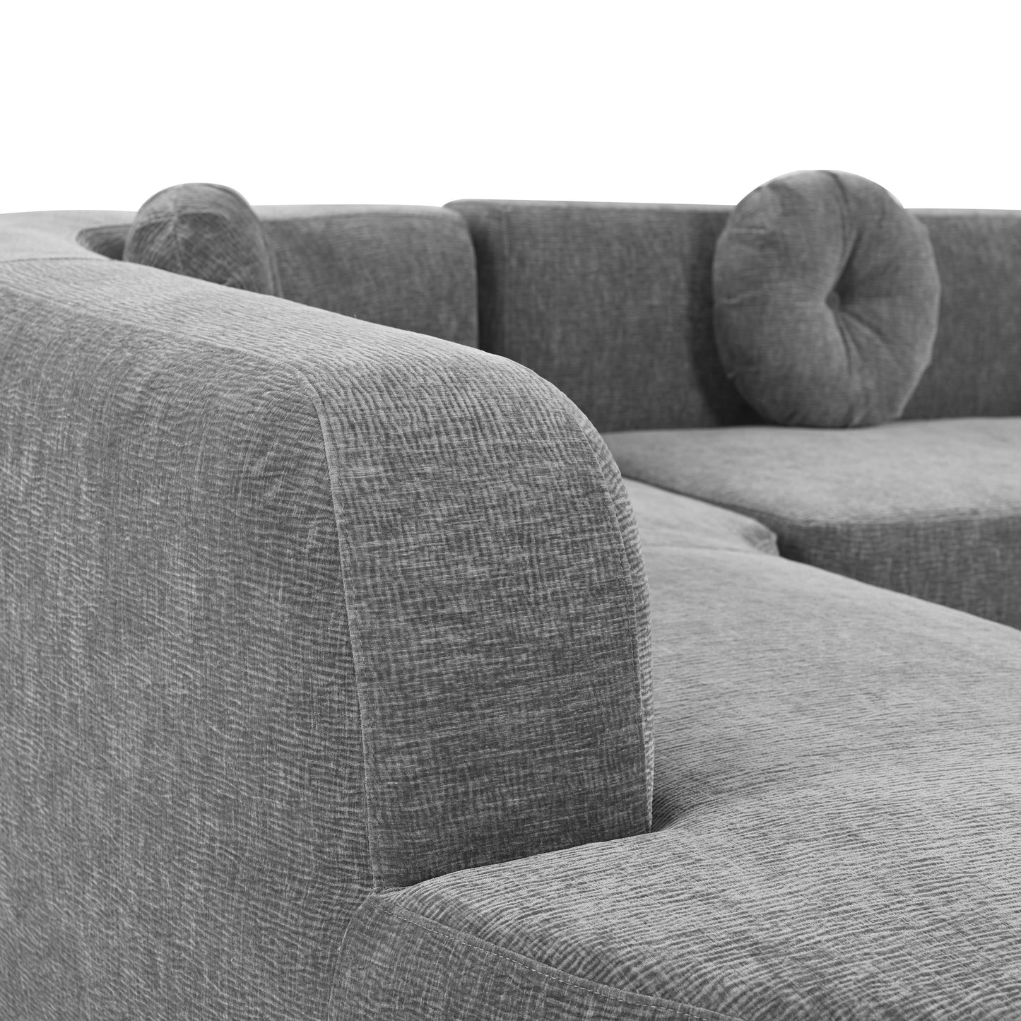 Canapé sectionnel moderne surdimensionné incurvé 4 places avec 3 coussins ronds pour le salon