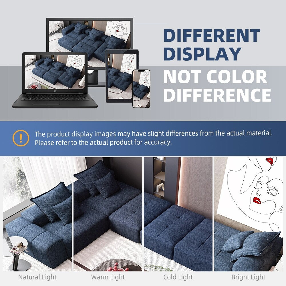 Canapé modulaire moderne surdimensionné en chenille avec coussins et 6 oreillers pour le salon