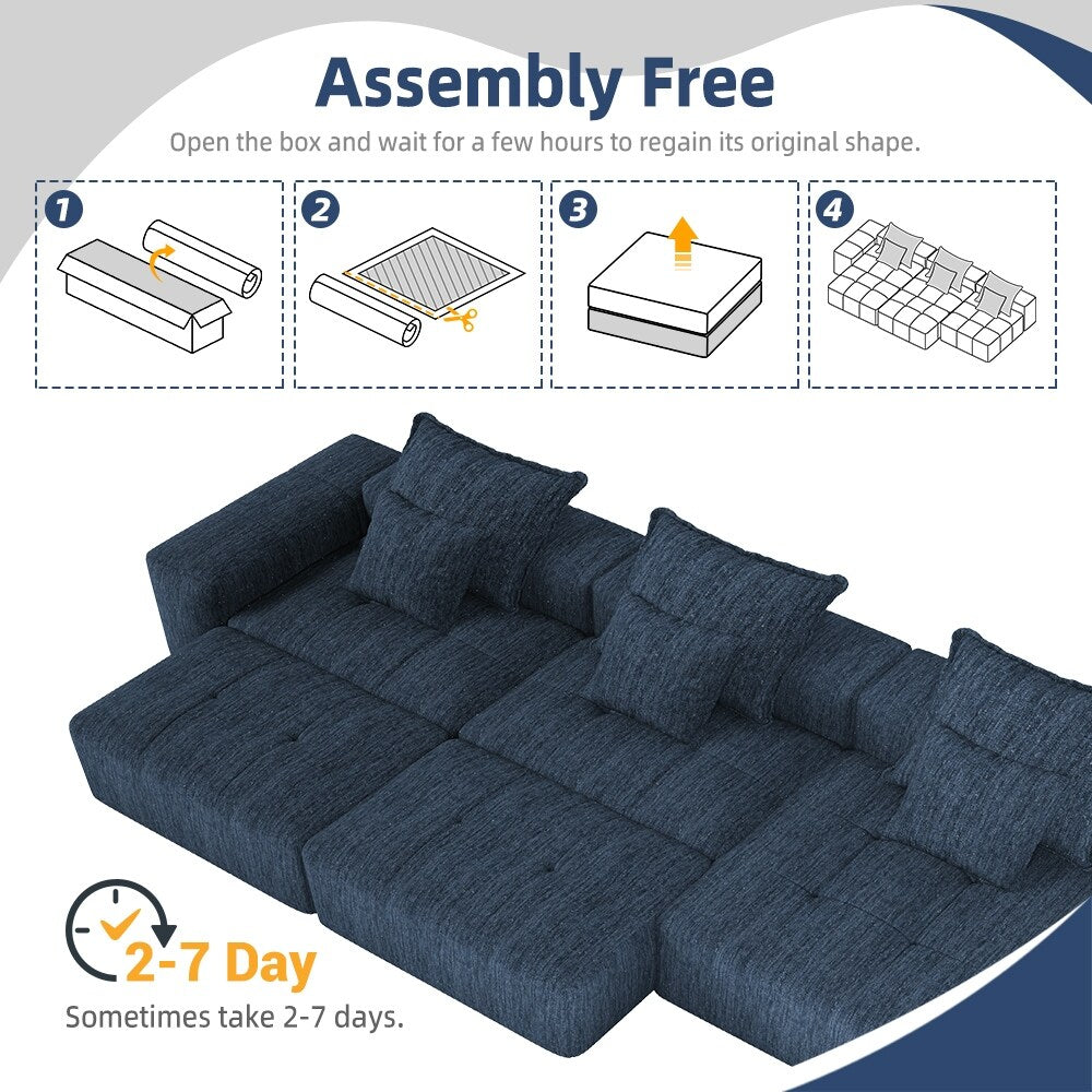 Canapé modulaire moderne surdimensionné en chenille avec coussins et 6 oreillers pour le salon