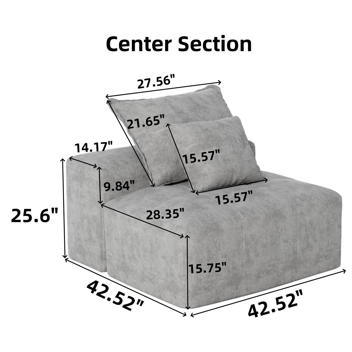 Canapé modulaire moderne surdimensionné en chenille capitonné avec 2 oreillers et pouf pour le salon