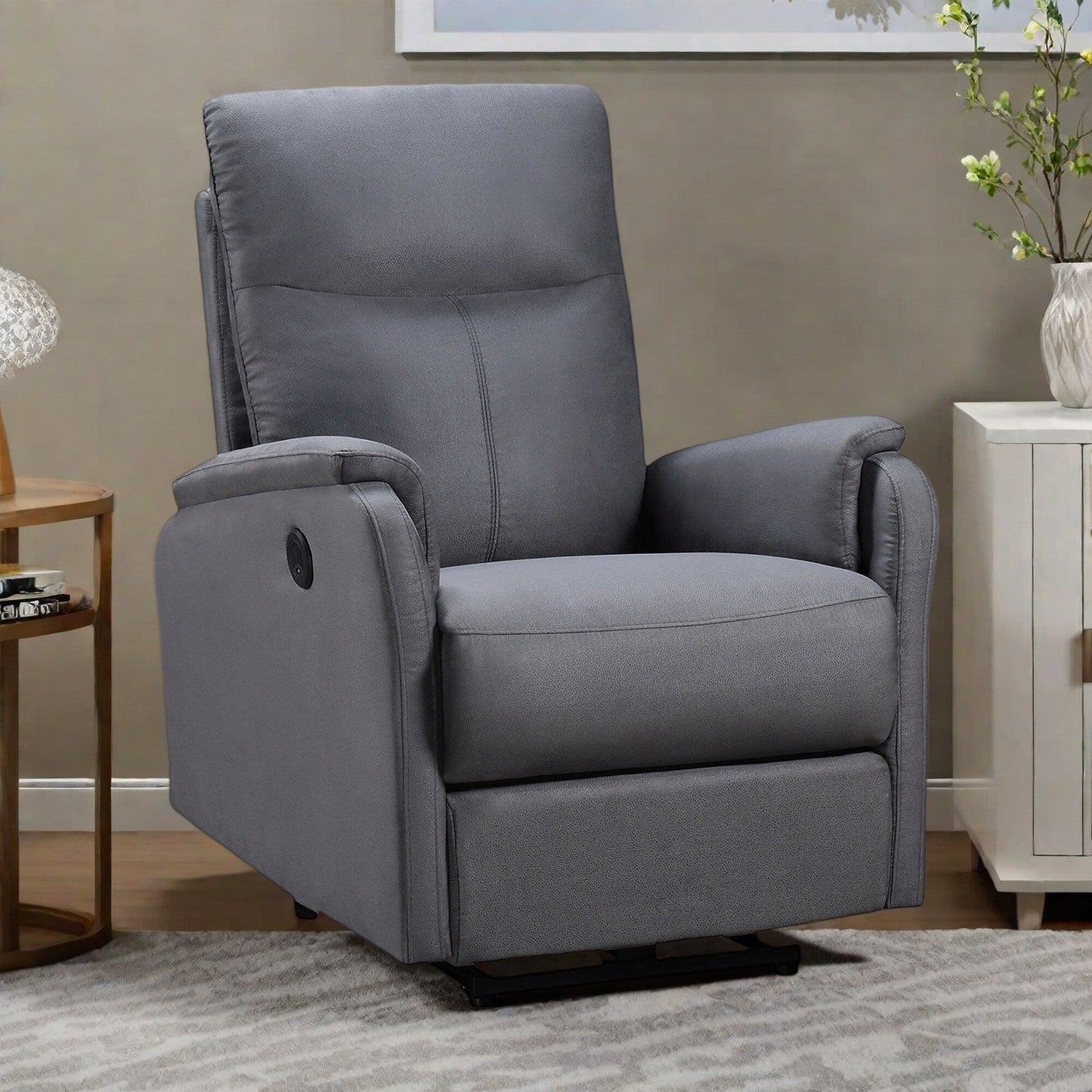 Fauteuil inclinable électrique moderne avec port USB, support complet pour la tête et les lombaires, tissu facile à nettoyer