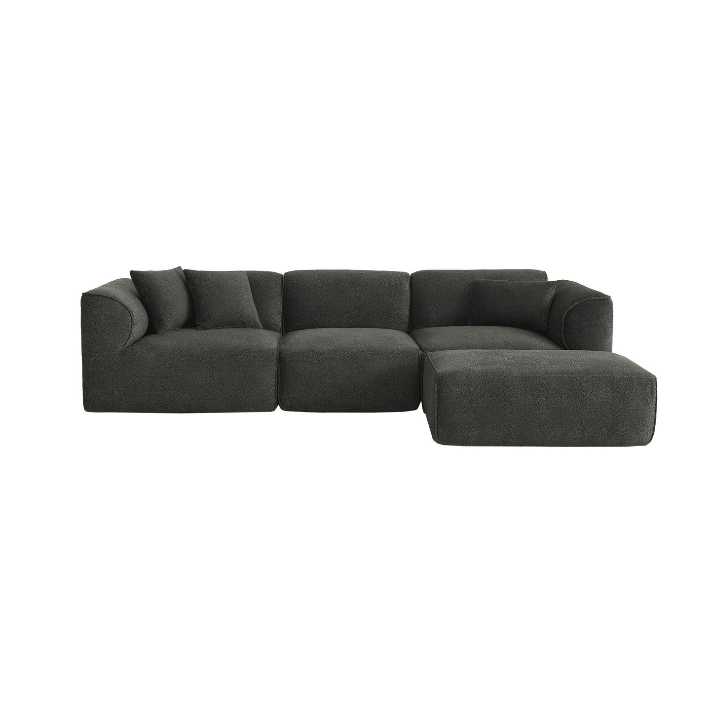Canapé sectionnel moderne de luxe en velours 4 places avec pouf amovible et oreillers pour salon appartement