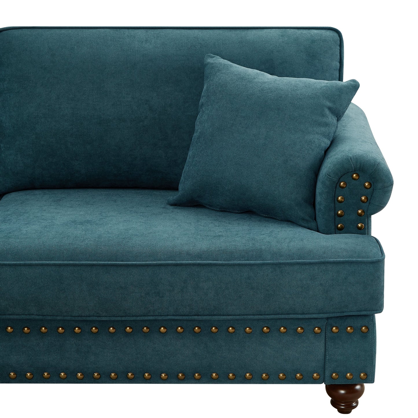 Canapé moderne pour salon, canapé en chenille verte 82, canapé sectionnel avec pieds marron, canapé rembourré pour appartement