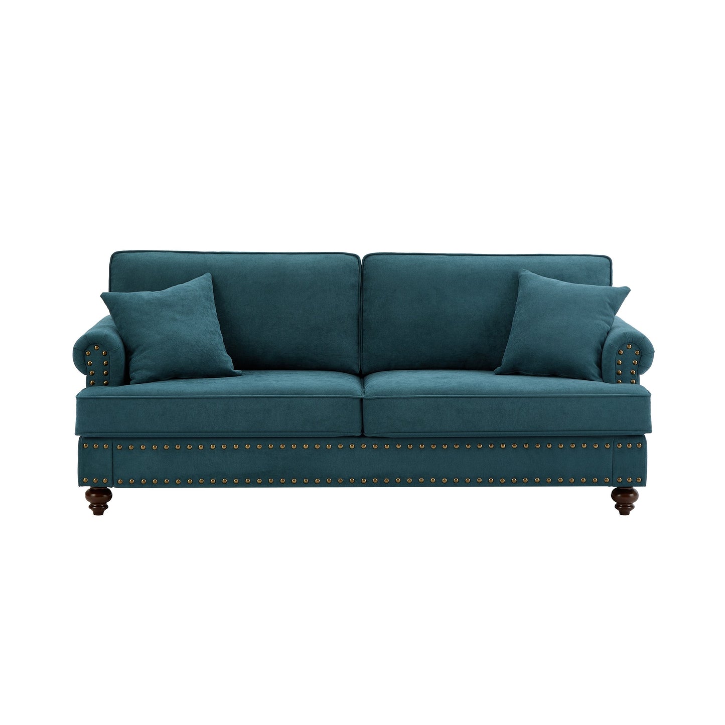 Canapé moderne pour salon, canapé en chenille verte 82, canapé sectionnel avec pieds marron, canapé rembourré pour appartement