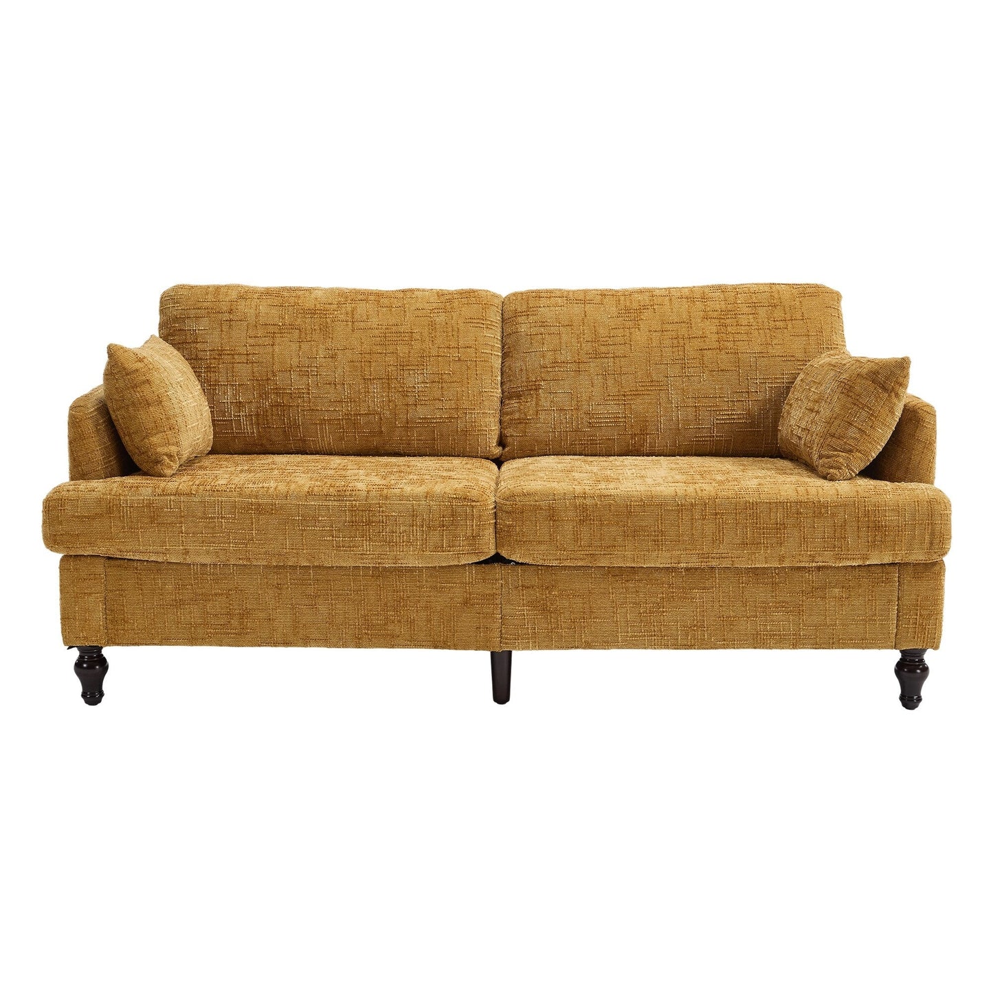 Canapé 2 places en chenille de style moderne avec pieds en bois, éclairage LED, port de chargement USB et sac de rangement, pour salon, chambre, bureau