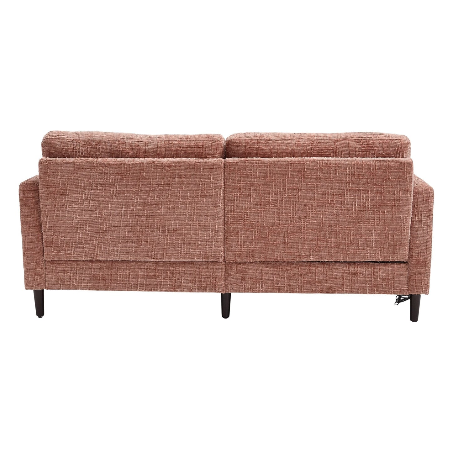 Canapé 2 places en chenille de style moderne avec pieds en bois, éclairage LED, port de chargement USB et sac de rangement, pour salon, chambre, bureau
