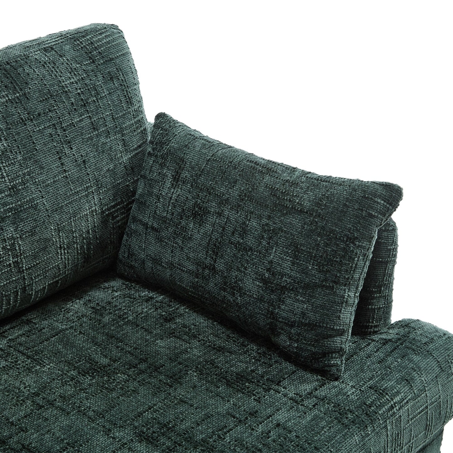 Canapé 2 places en chenille de style moderne avec pieds en bois, éclairage LED, port de chargement USB et sac de rangement, pour salon, chambre, bureau