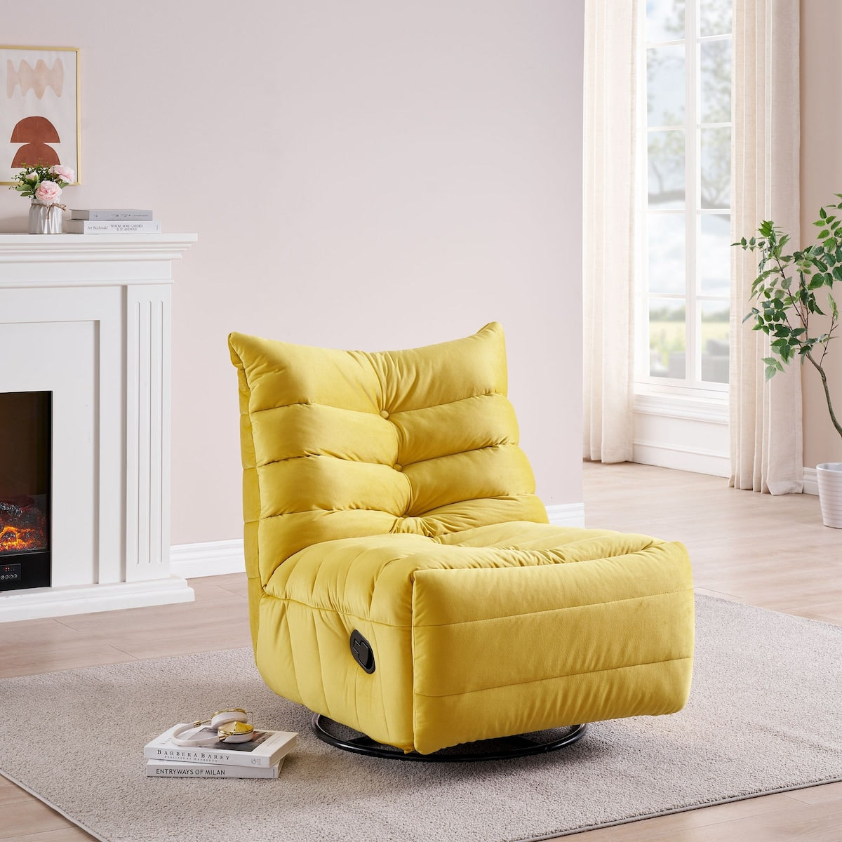 Fauteuil inclinable pivotant moderne avec poche latérale, fauteuil de canapé rembourré décontracté