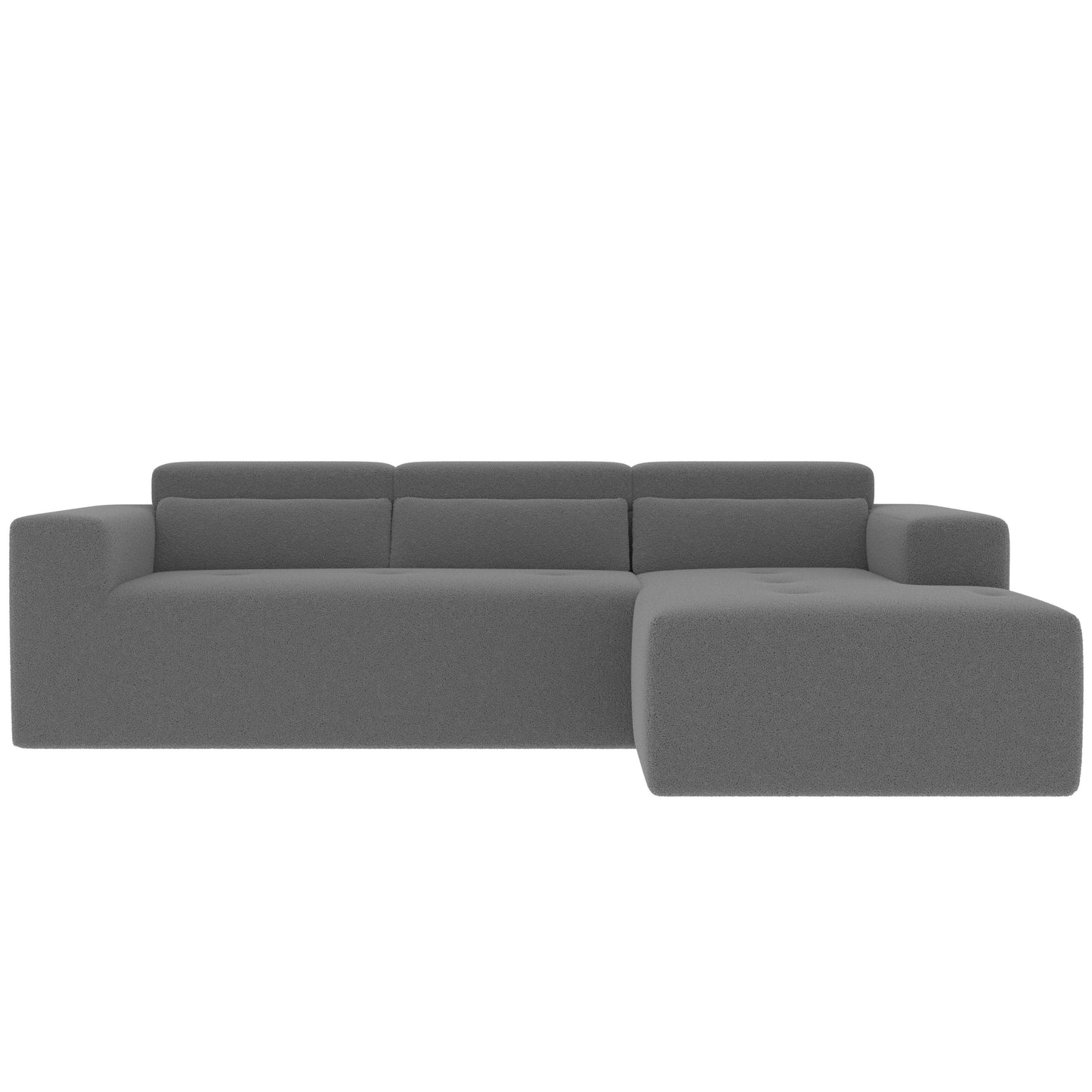 Canapé sectionnel moderne en tissu Teddy en forme de L, canapé 3 places avec méridienne et oreillers pour salon et appartement