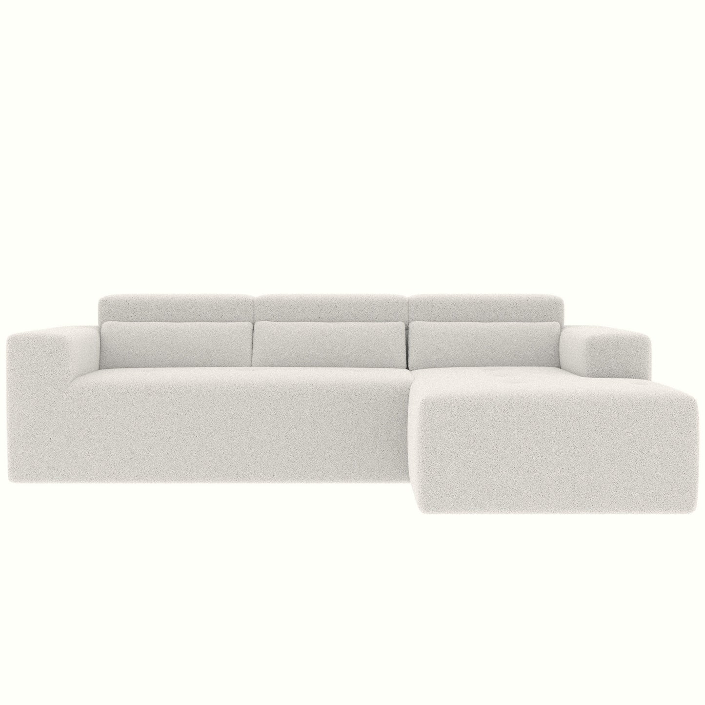 Canapé sectionnel moderne en tissu Teddy en forme de L, canapé 3 places avec méridienne et oreillers pour salon et appartement