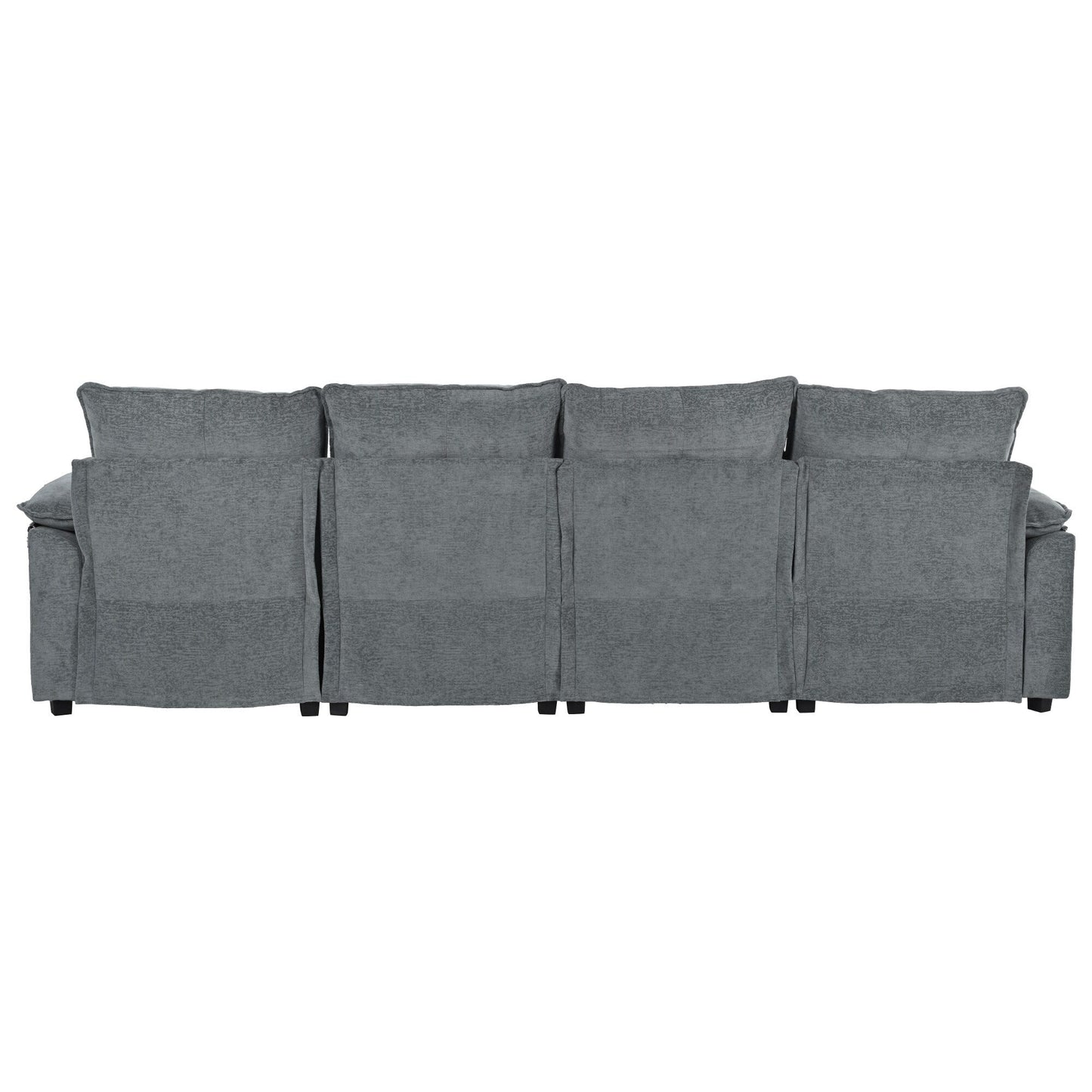 Canapé modulaire moderne en chenille en forme de U, canapé sectionnel 6 places avec dossier capitonné et coussins d'accoudoirs réglables