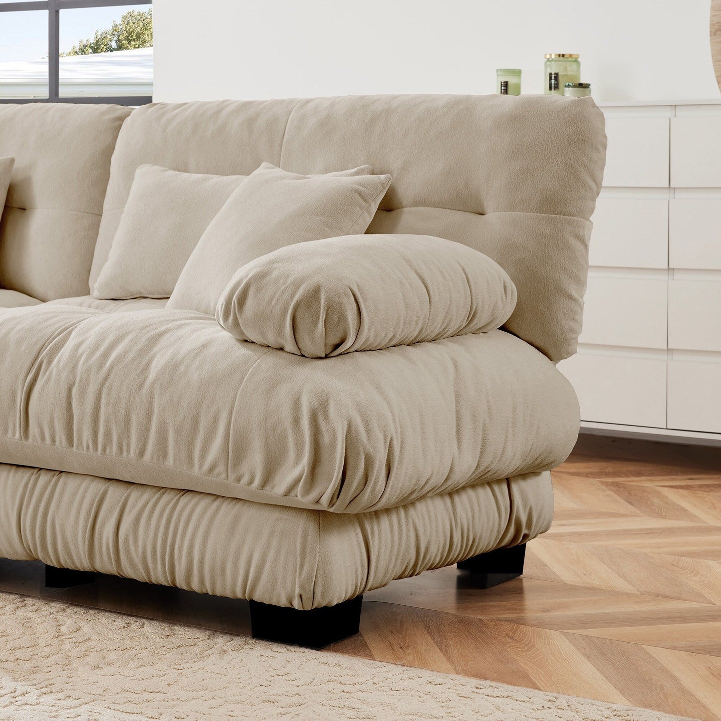 Canapé modulaire moderne en forme de U, sièges profonds, avec 2 poufs et coussins décoratifs pour le salon