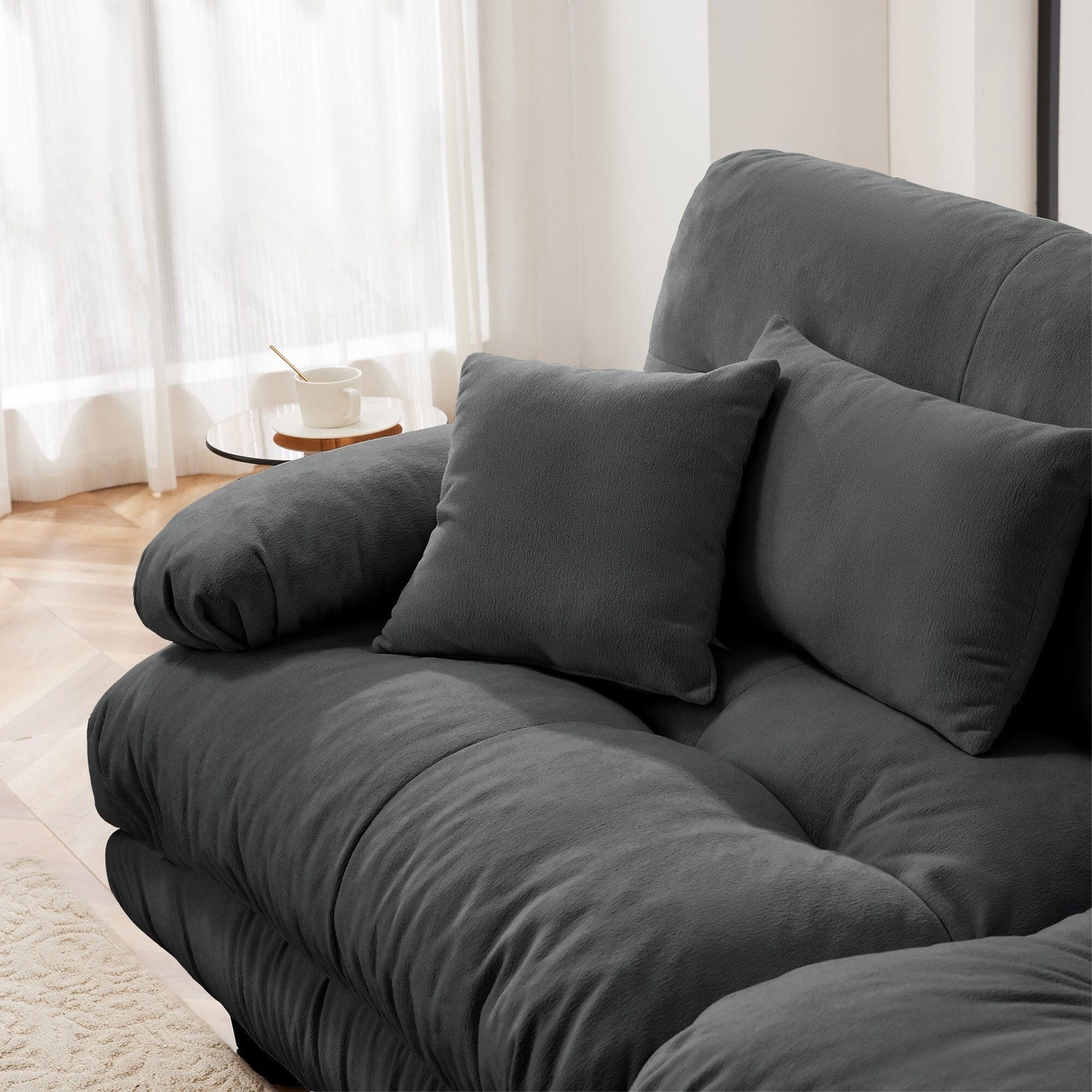 Canapé modulaire moderne en forme de U, sièges profonds, avec 2 poufs et coussins décoratifs pour le salon