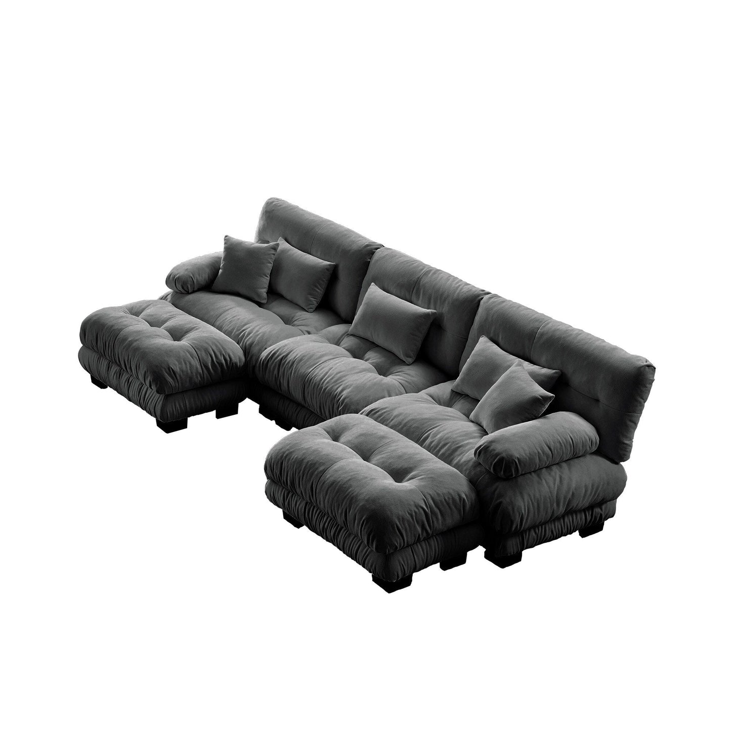 Canapé modulaire moderne en forme de U, sièges profonds, avec 2 poufs et coussins décoratifs pour le salon