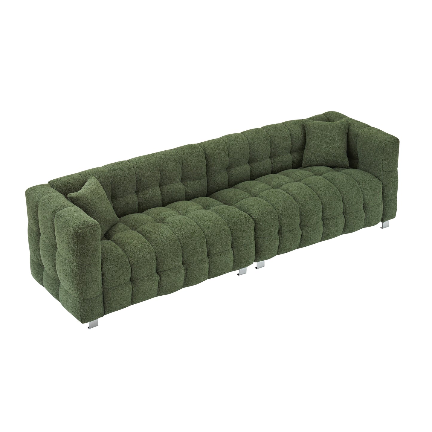Canapé 4 places moderne rembourré, canapé en velours 102 avec 2 coussins décoratifs et support de pied pour salon et appartement