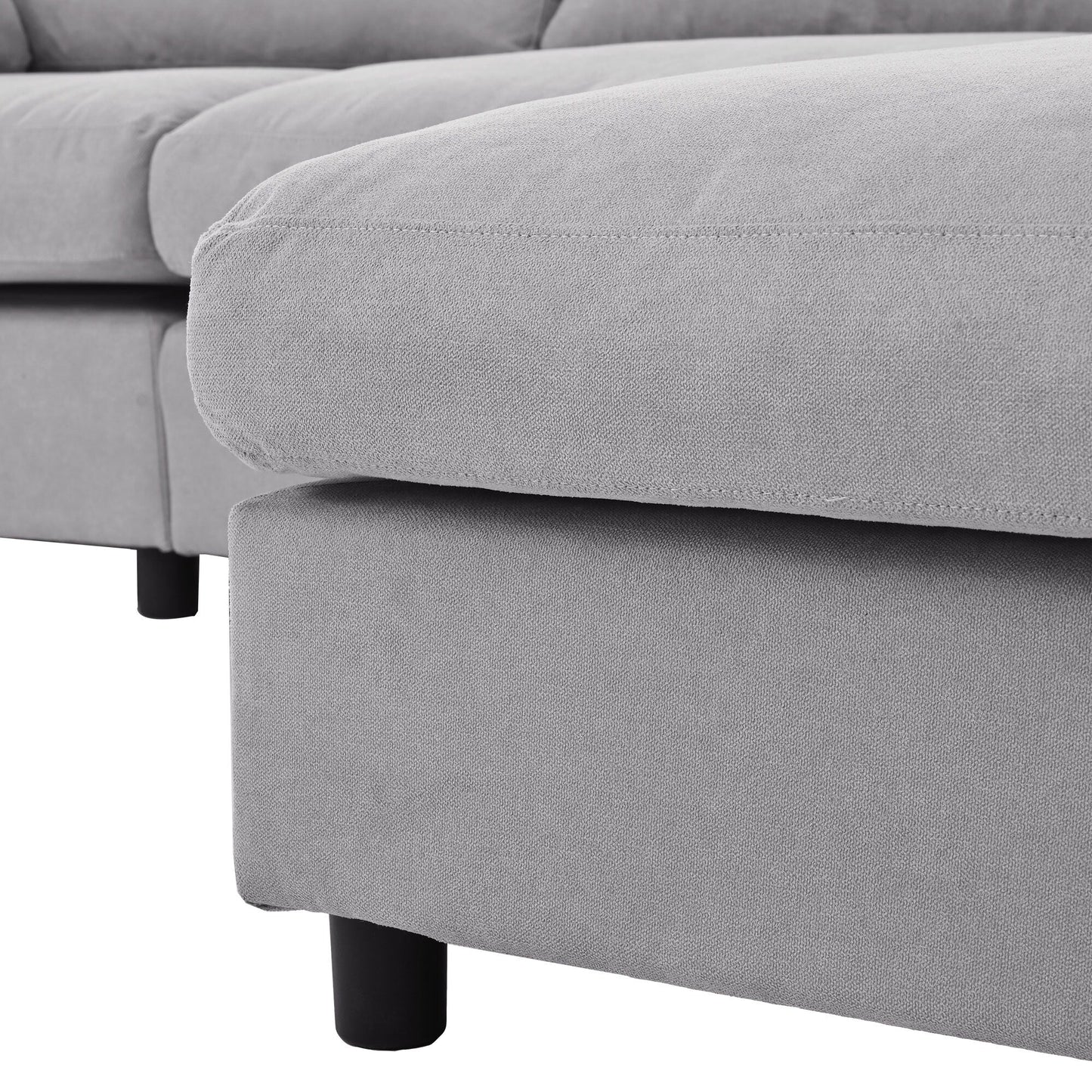 Canapé sectionnel convertible en L rembourré moderne avec repose-pieds réglable et méridienne réversible pour salon