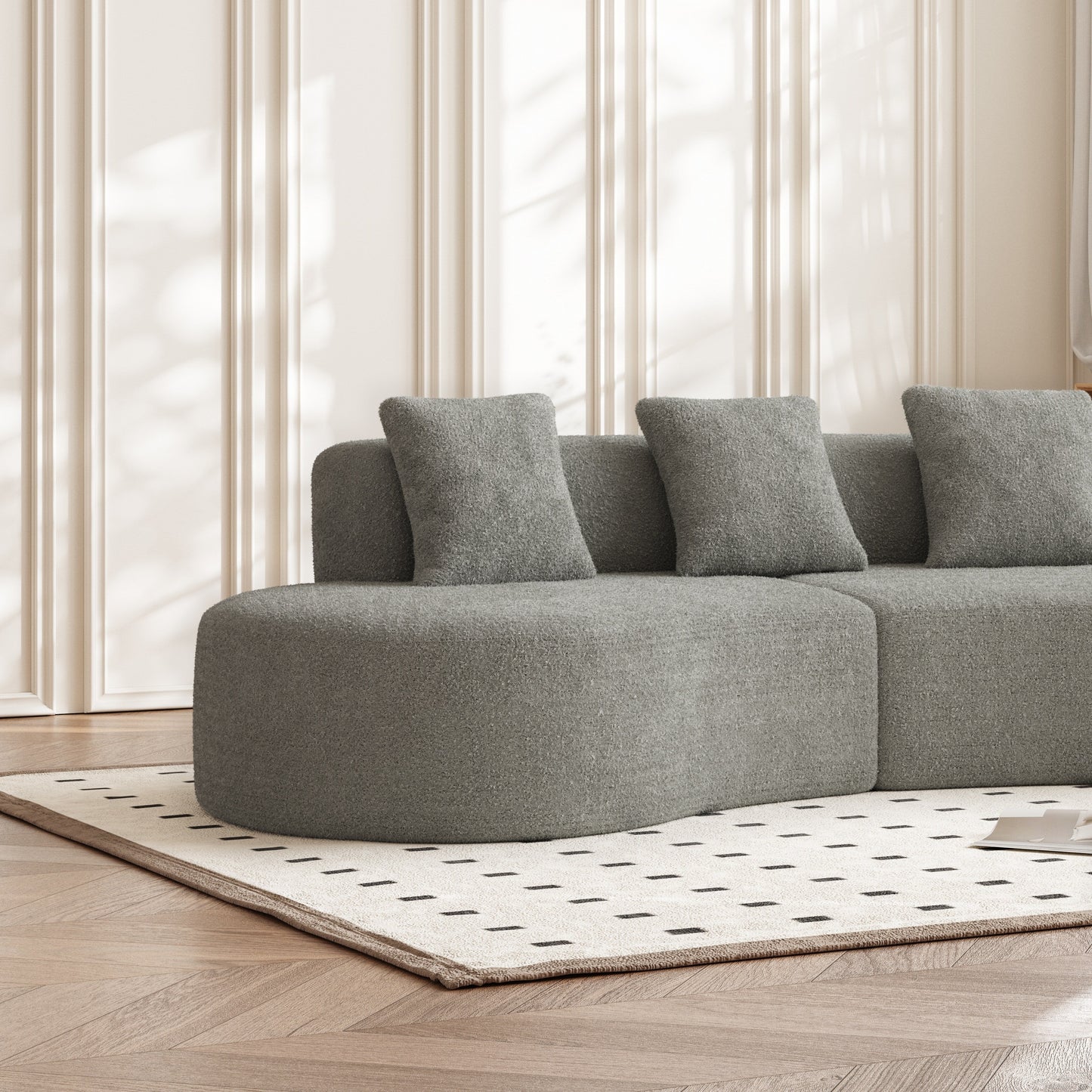 Canapé 5 places en velours moderne pour salon, chambre, bureau et appartement
