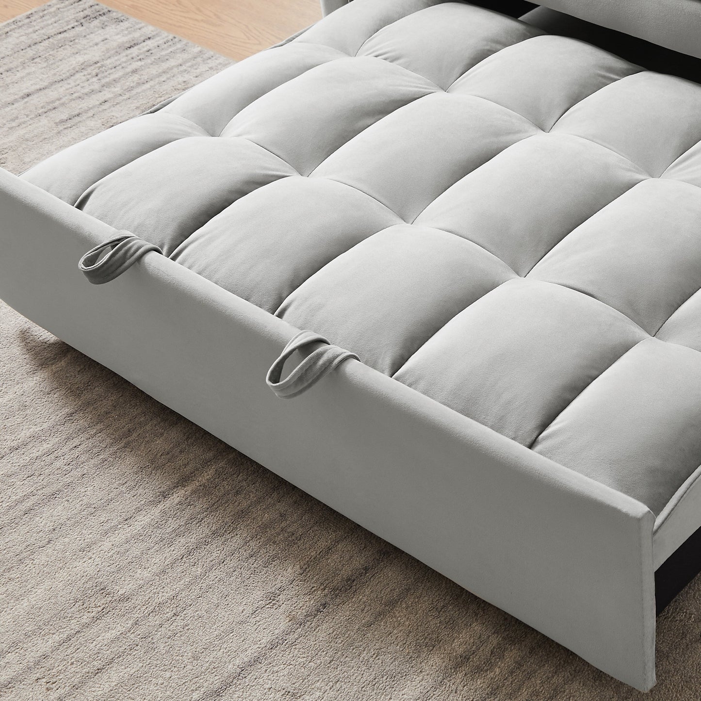 Canapé-lit futon moderne en velours avec lit gigogne, petit canapé de salon avec dossier inclinable et coussins décoratifs