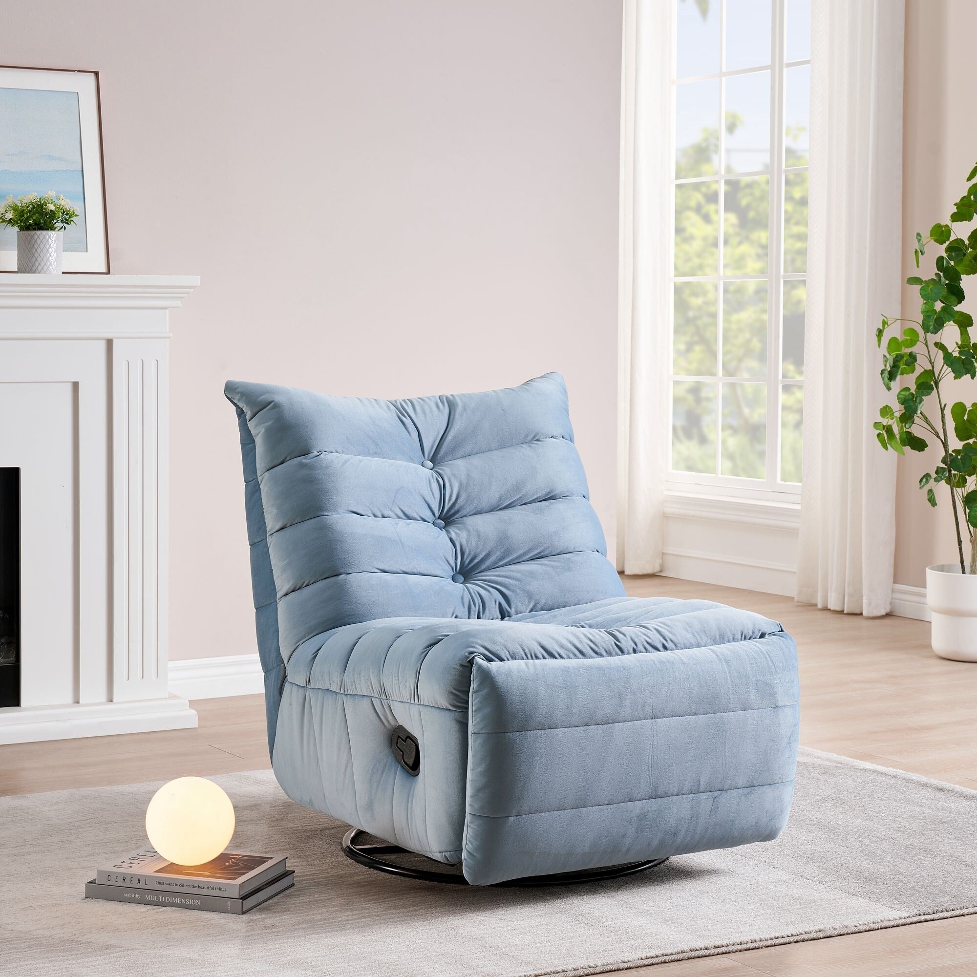 Canapé inclinable moderne en velours sans accoudoirs avec poche latérale et fonction d'inclinaison manuelle pour les petits espaces