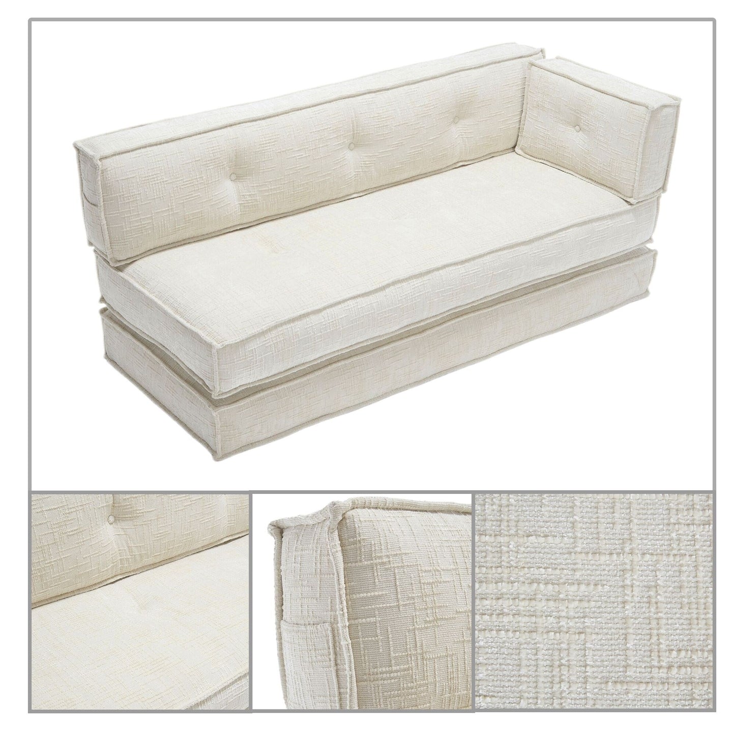 Canapé sans cadre de style moderne avec poches de rangement latérales et rembourrage en mousse haute résilience, tissu chenille