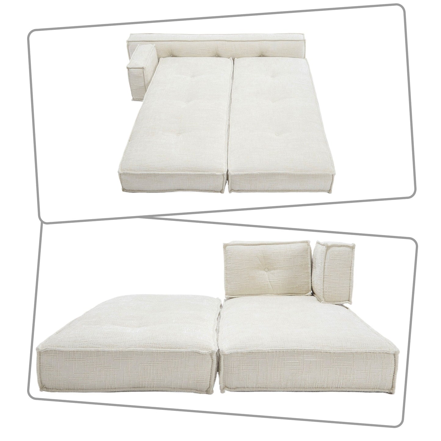 Canapé sans cadre de style moderne avec poches de rangement latérales et rembourrage en mousse haute résilience, tissu chenille