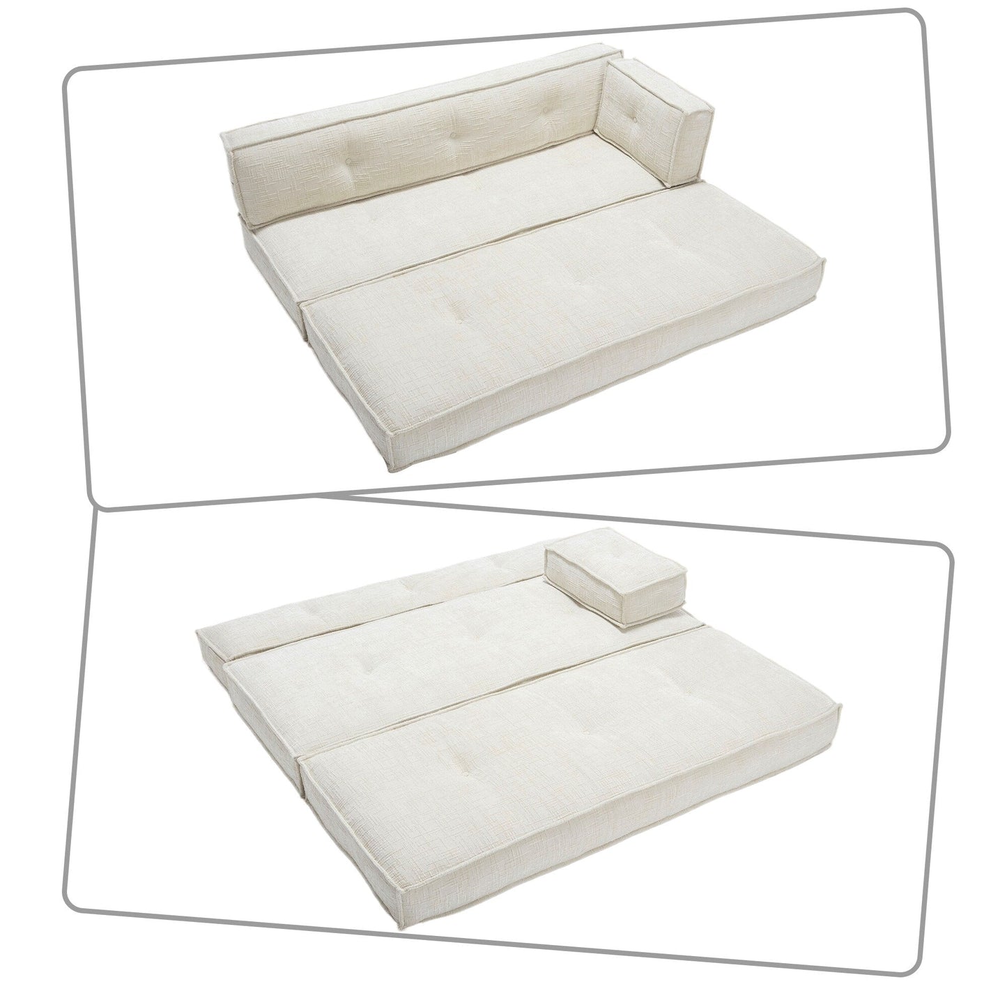 Canapé sans cadre de style moderne avec poches de rangement latérales et rembourrage en mousse haute résilience, tissu chenille