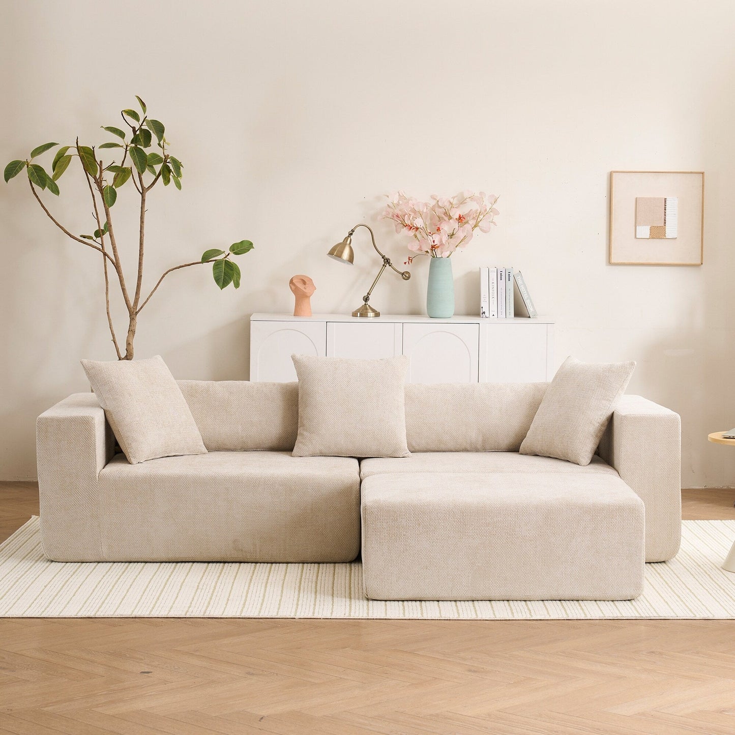 Canapé modulaire 3 places Cloud avec fauteuil en L pour salon et chambre à coucher