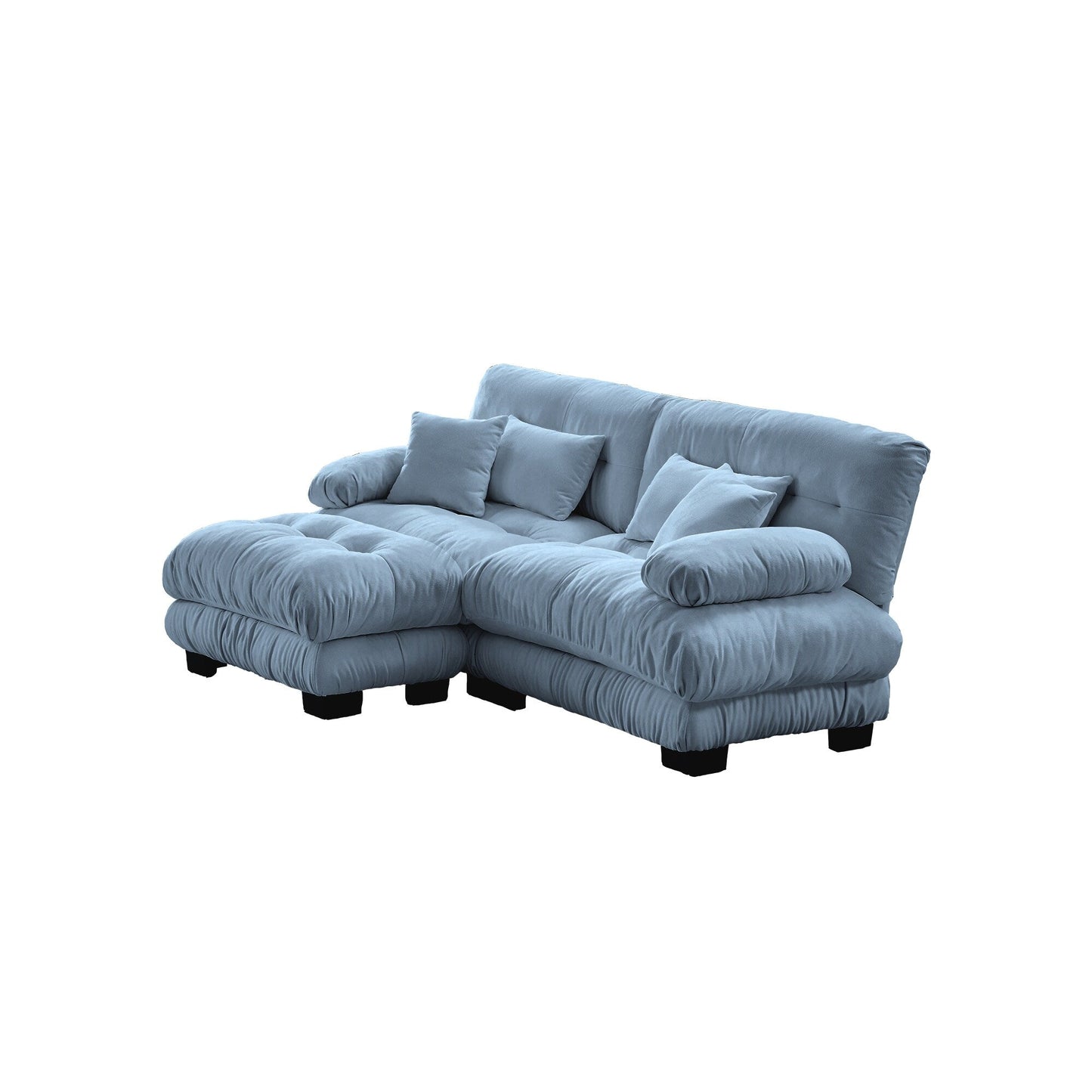 Canapé modulaire 2 places Cloud en chenille avec pouf convertible et coussins lombaires pour le salon