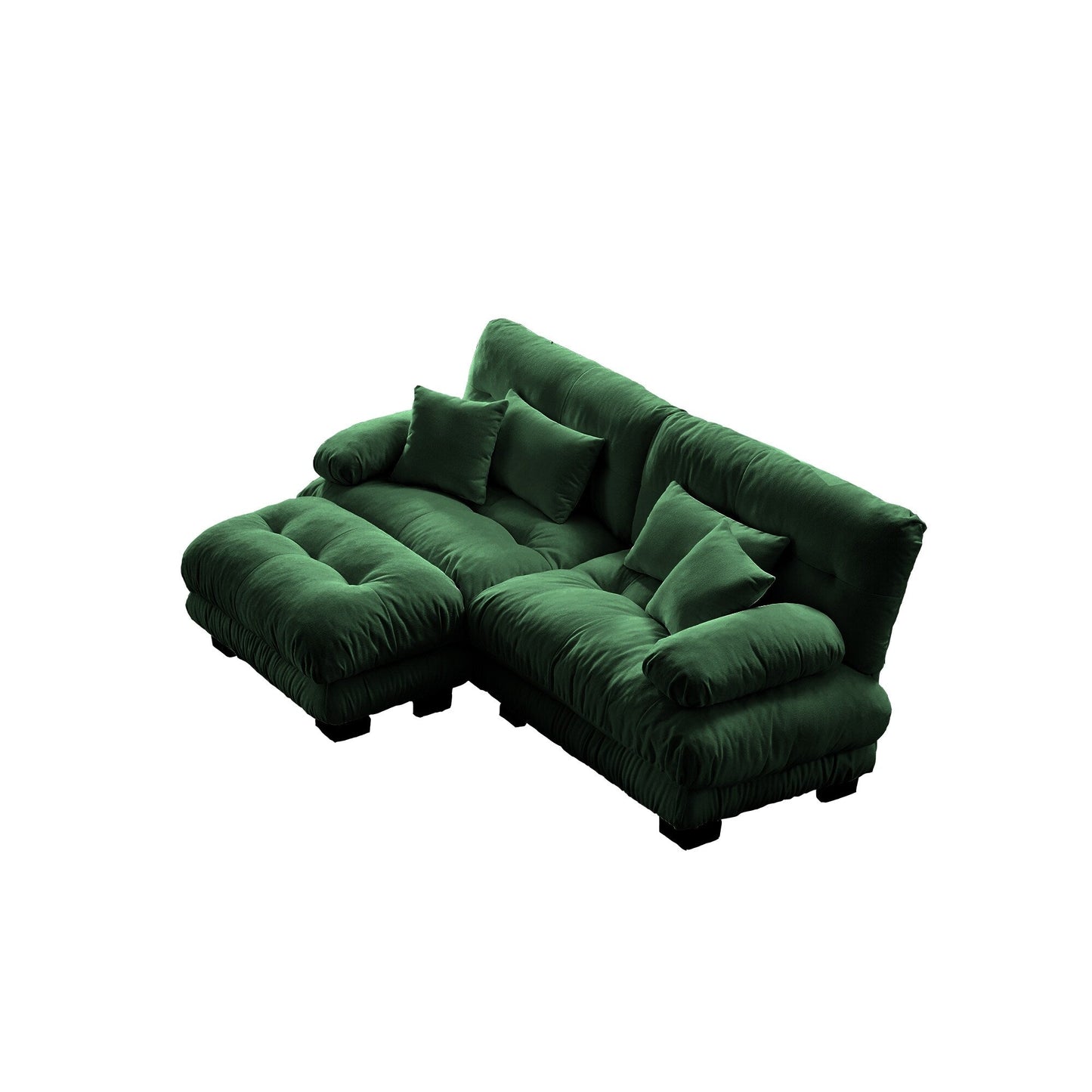 Canapé modulaire 2 places Cloud en chenille avec pouf convertible et coussins lombaires pour le salon