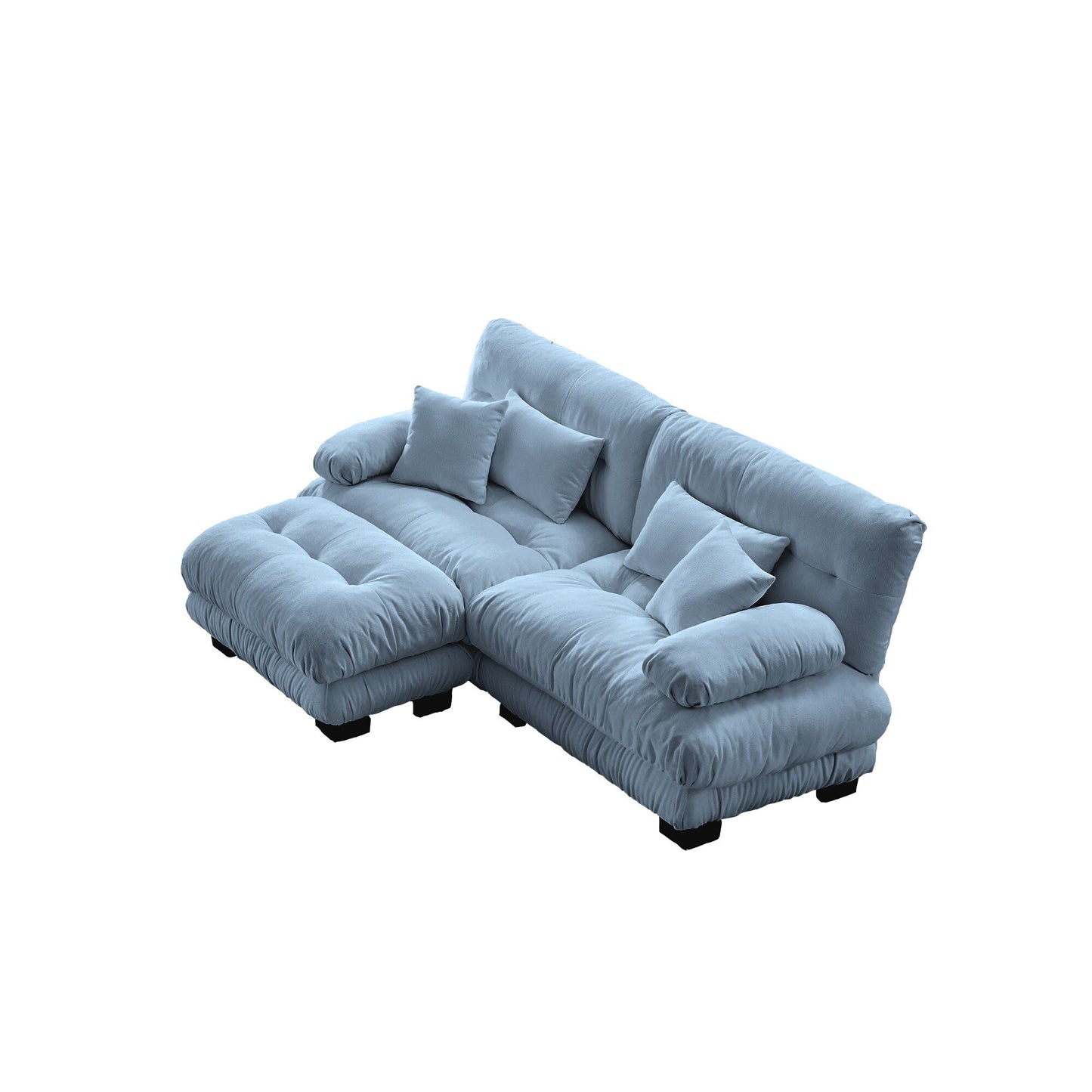 Canapé modulaire 2 places Cloud en chenille avec pouf convertible et coussins lombaires pour le salon