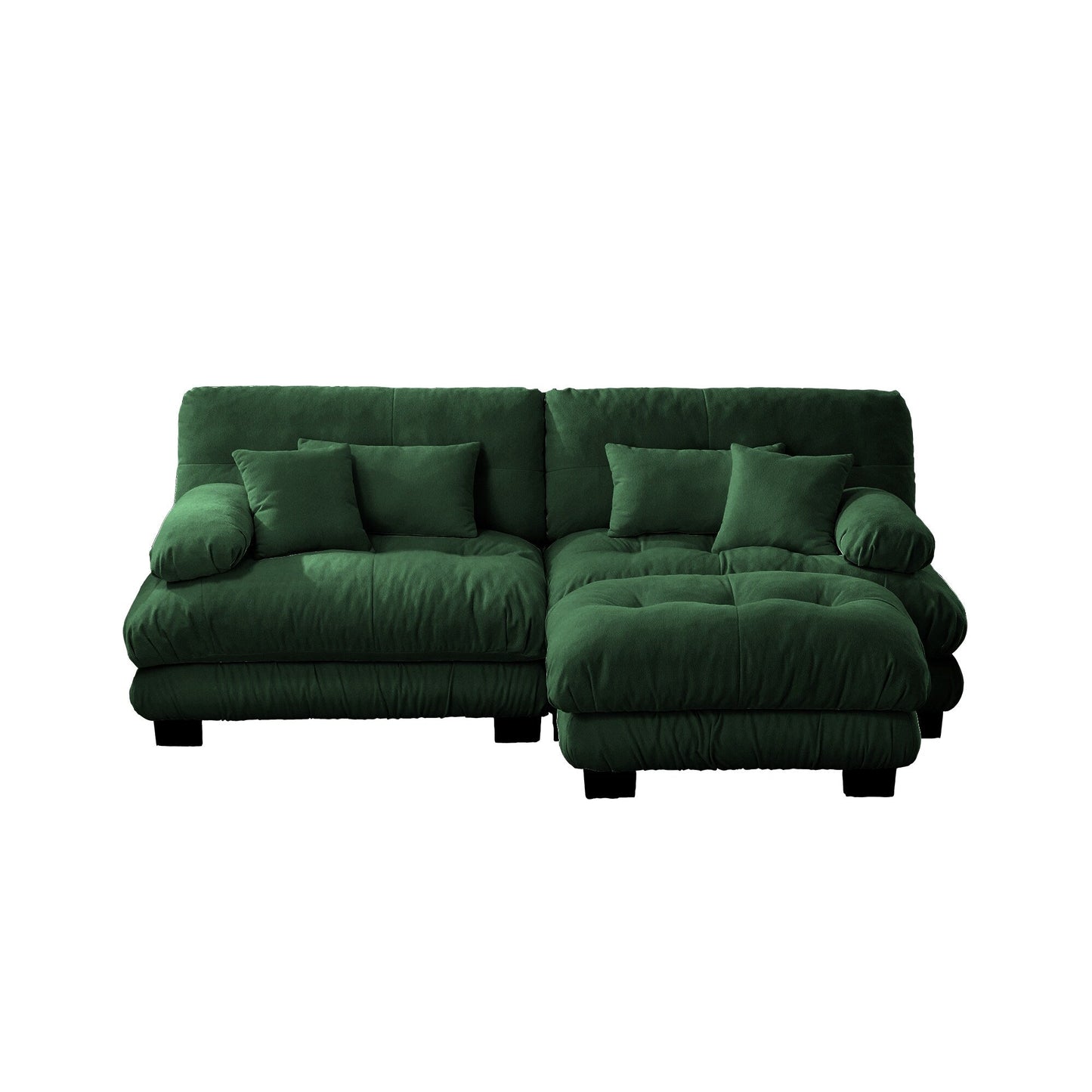 Canapé modulaire 2 places Cloud en chenille avec pouf convertible et coussins lombaires pour le salon