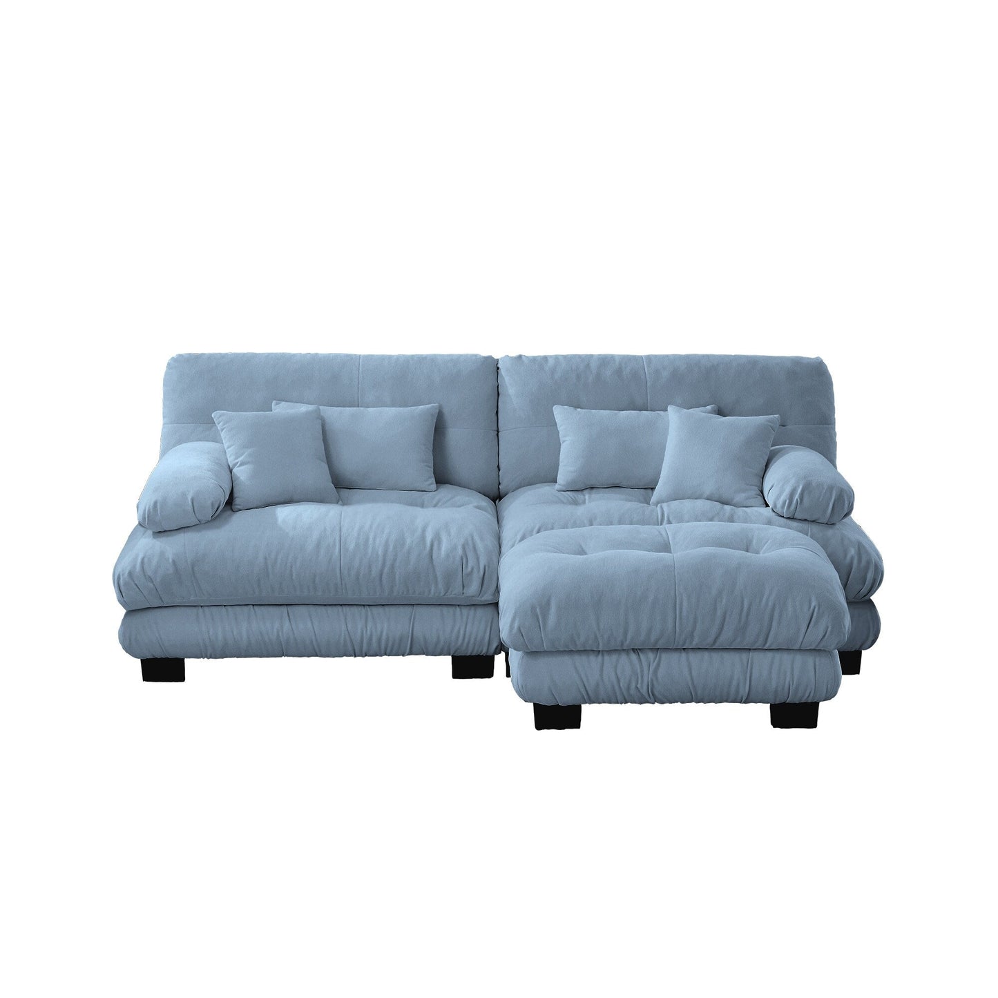 Canapé modulaire 2 places Cloud en chenille avec pouf convertible et coussins lombaires pour le salon