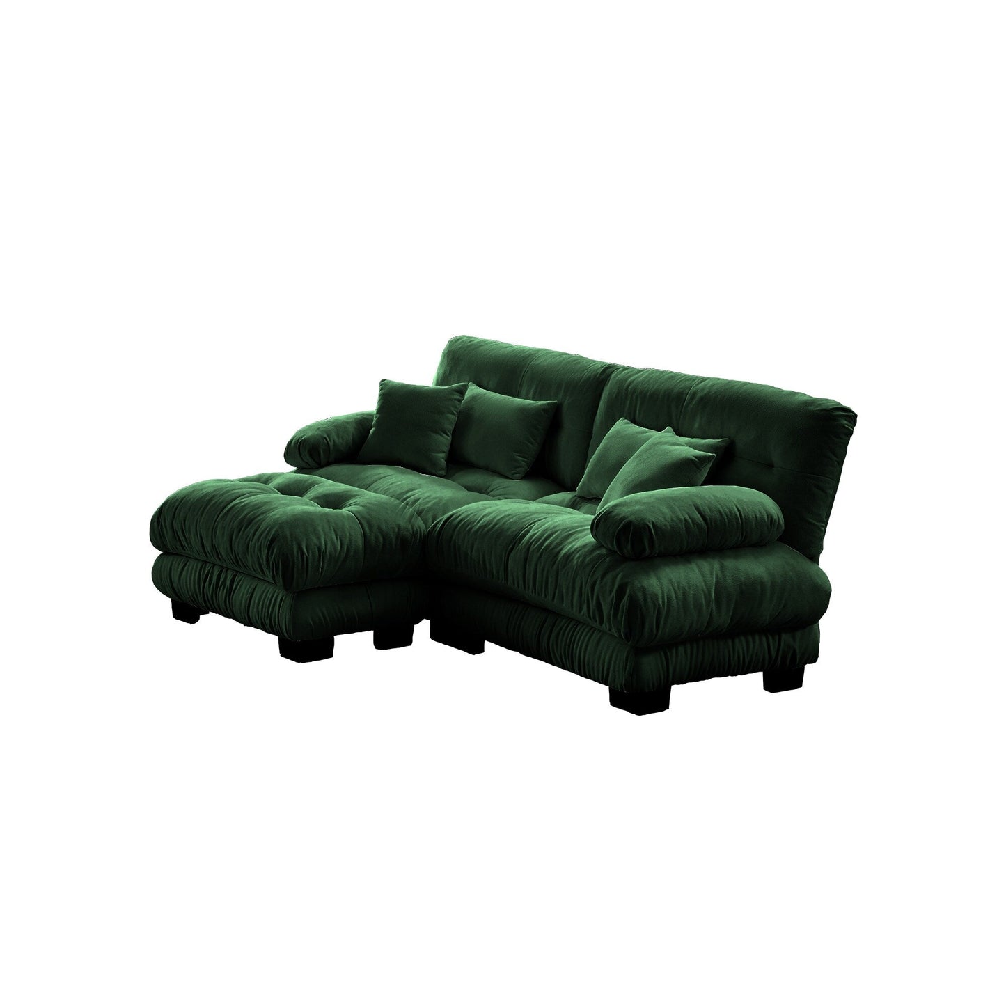 Canapé modulaire 2 places Cloud en chenille avec pouf convertible et coussins lombaires pour le salon